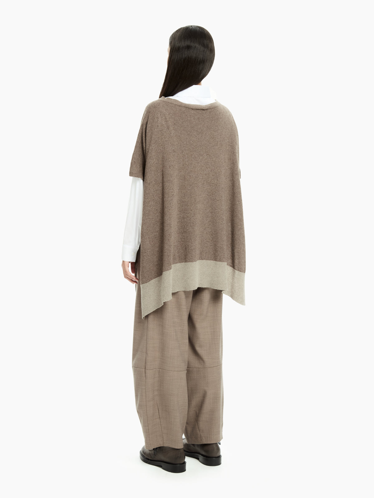 IXOS Poncho in maglia bicolore MARRONE