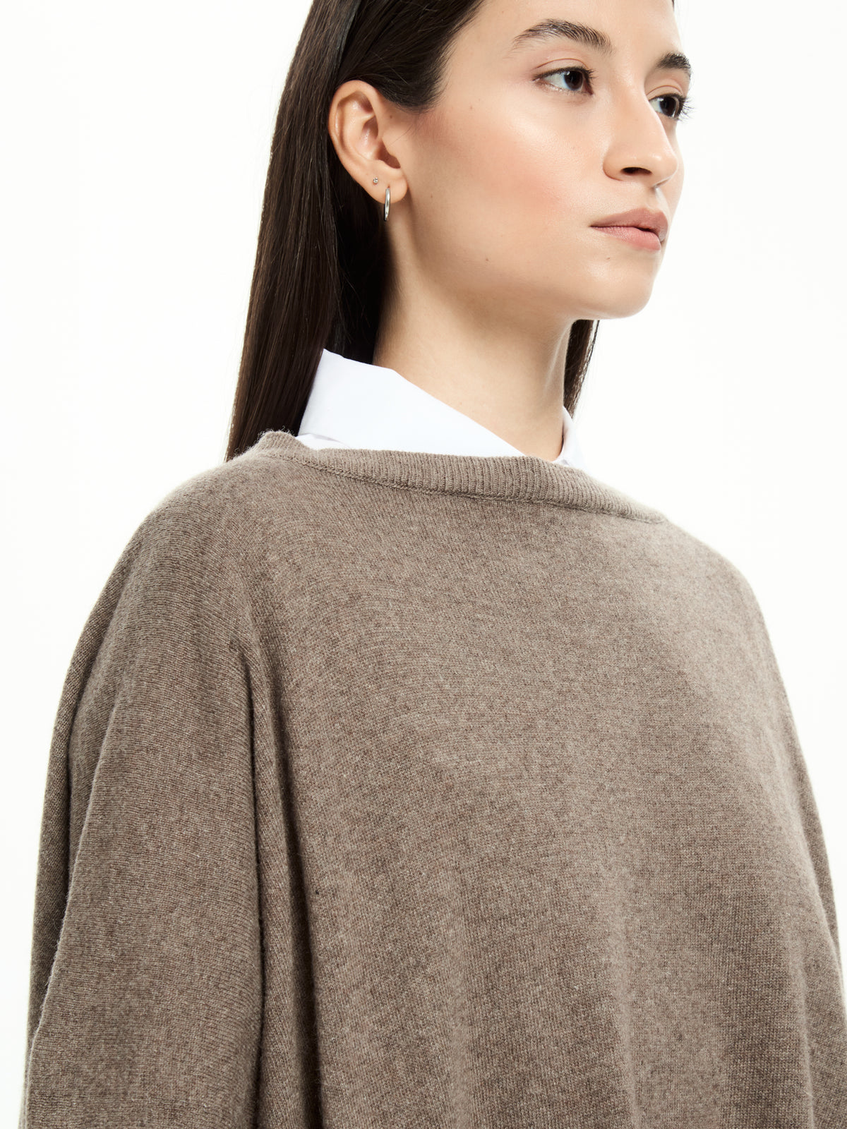 IXOS Poncho in maglia bicolore MARRONE