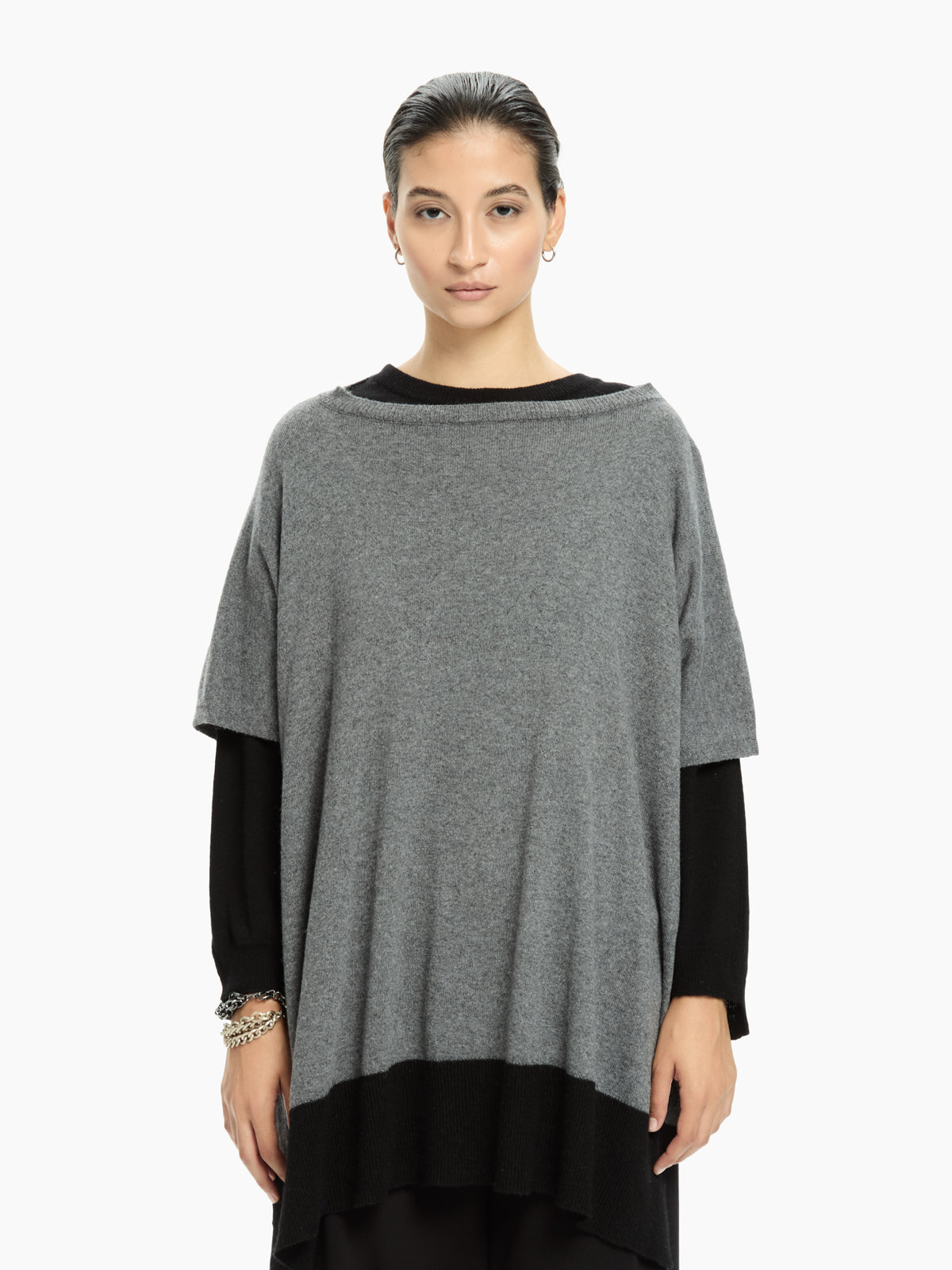 IXOS Poncho in maglia bicolore GRIGIO