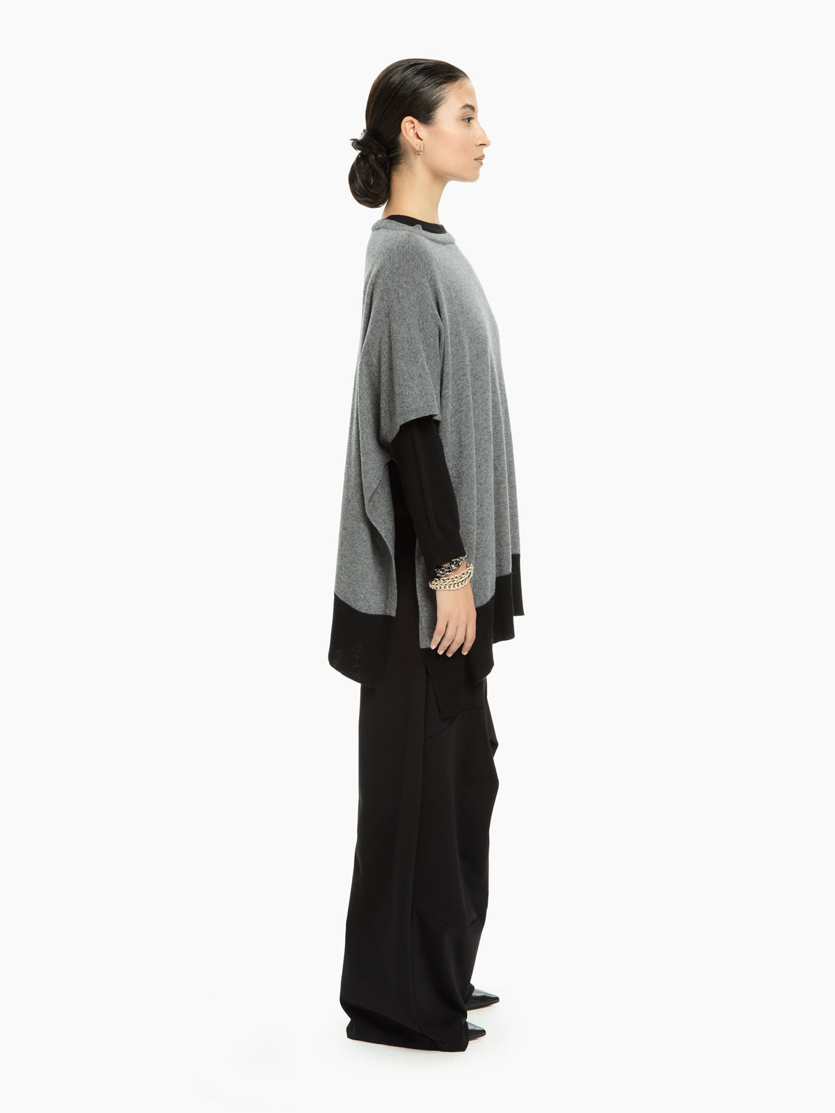 IXOS Poncho in maglia bicolore GRIGIO