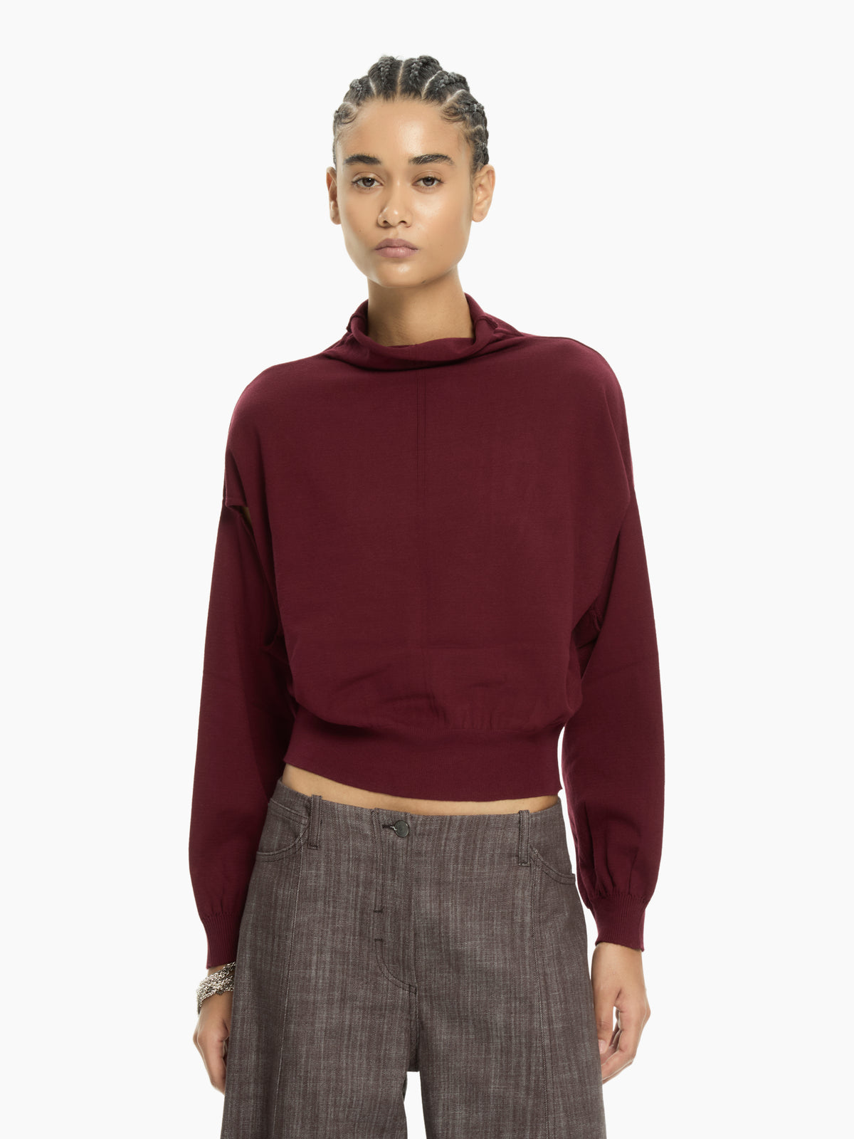IXOS Maglia cropped con collo morbido BORDEAUX