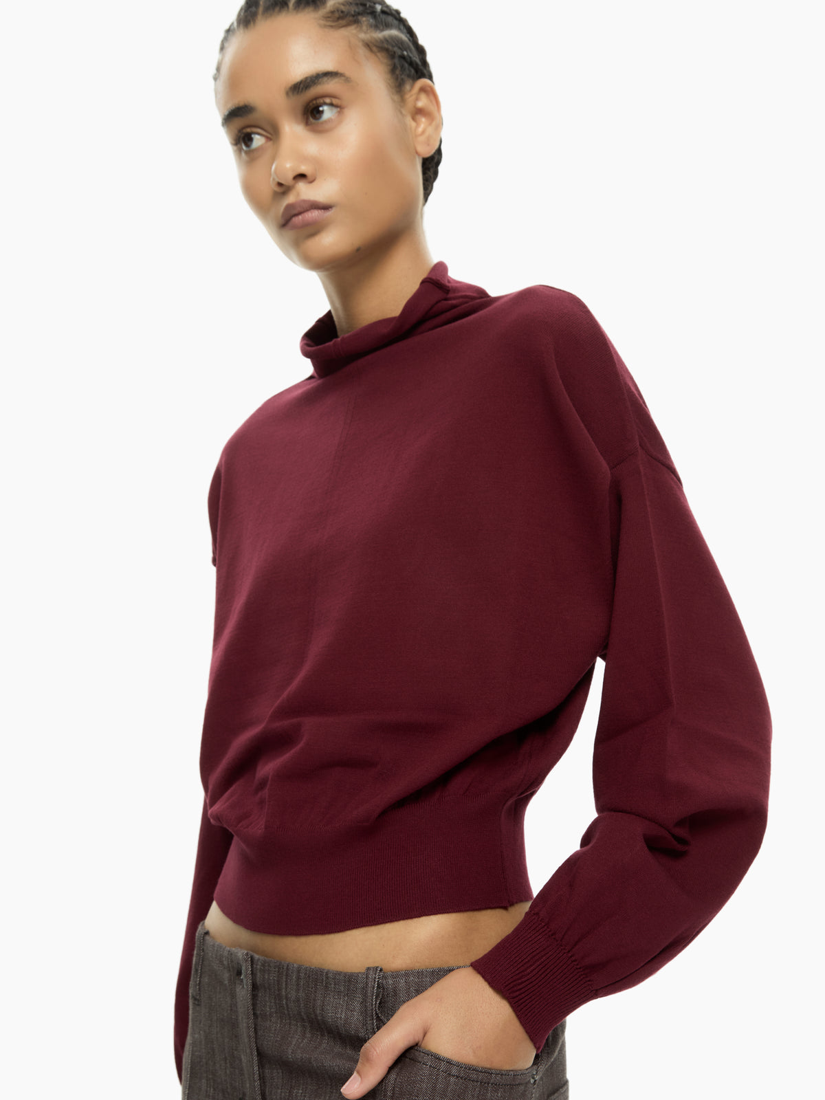 IXOS Maglia cropped con collo morbido BORDEAUX