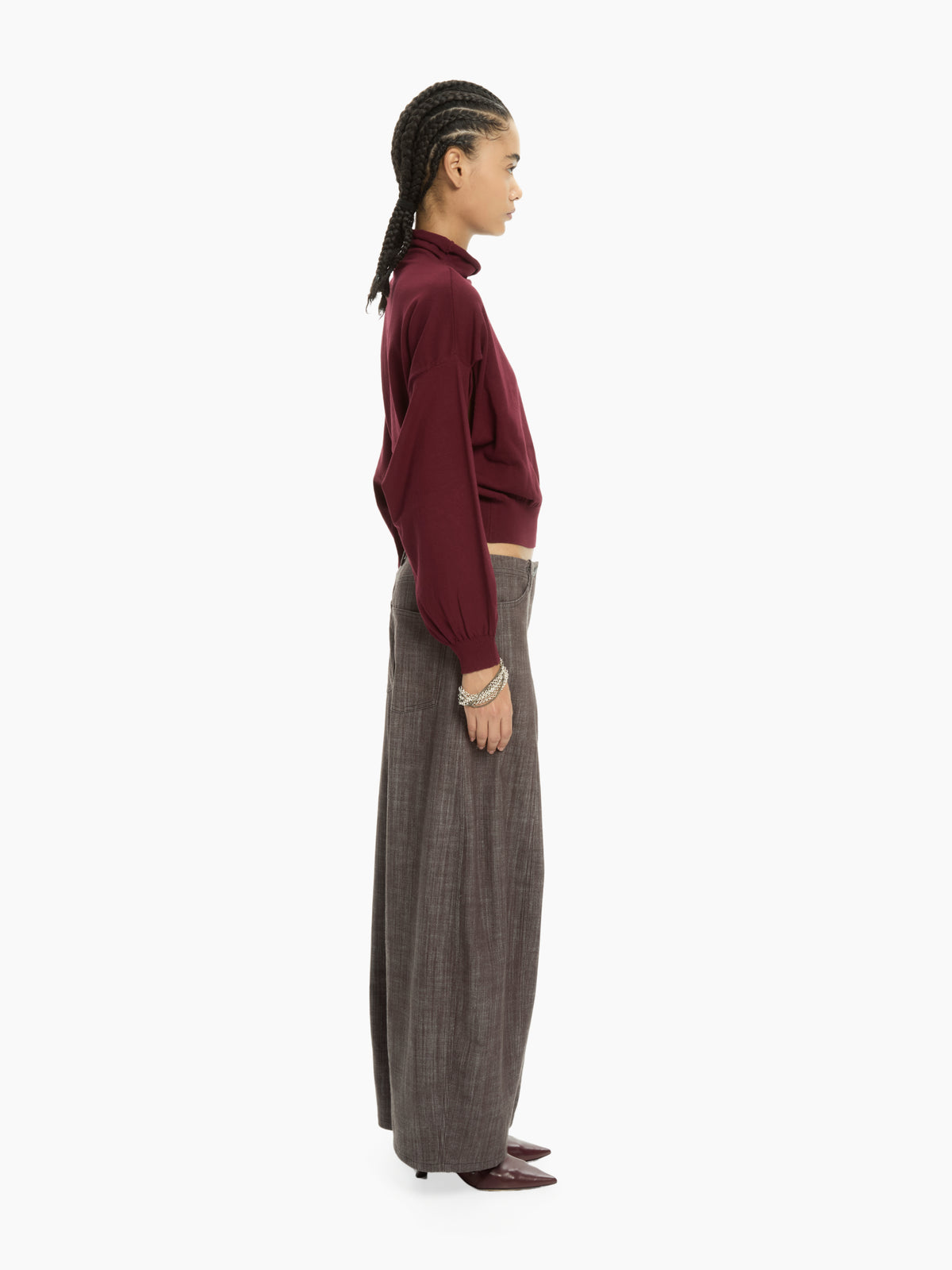 IXOS Maglia cropped con collo morbido BORDEAUX