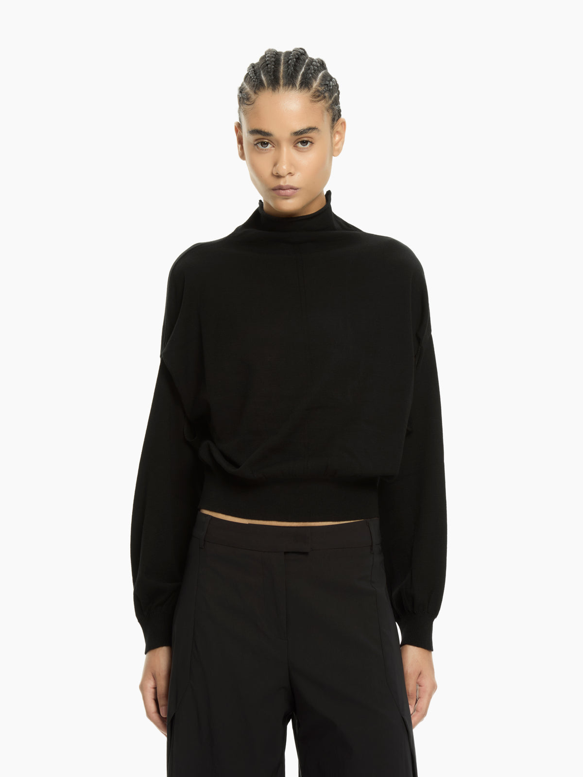 IXOS Maglia cropped con collo morbido NERO