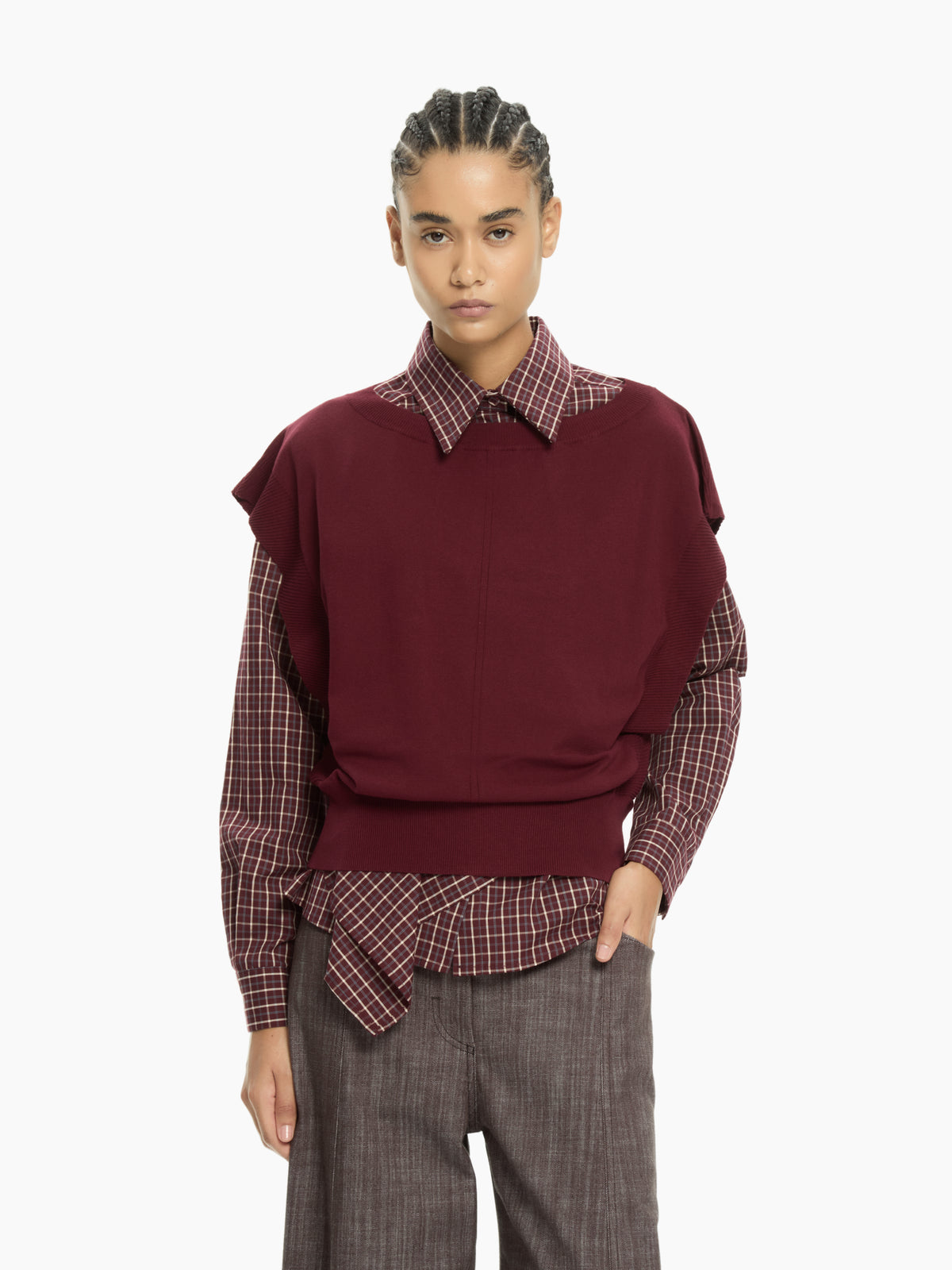 IXOS Gilet in maglia con bordi a coste BORDEAUX