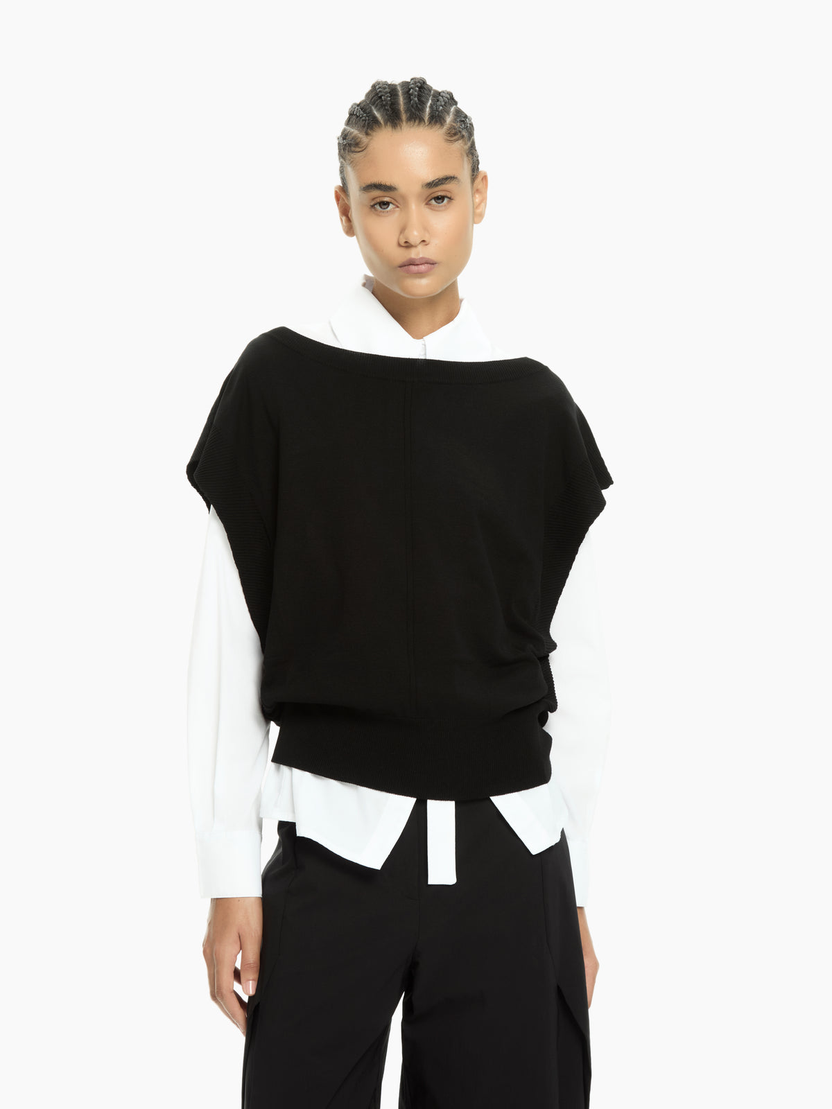 IXOS Gilet in maglia con bordi a coste NERO