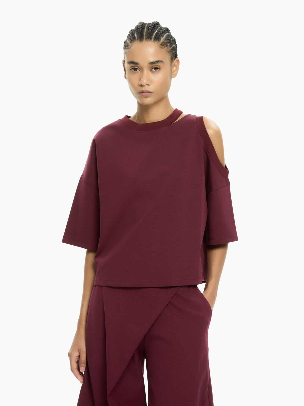 IXOS T-shirt asimmetrica con cut-out BORDEAUX