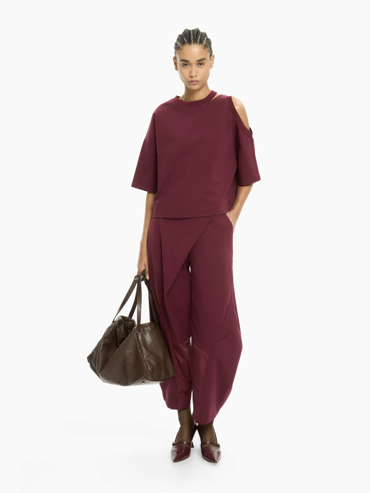 IXOS T-shirt asimmetrica con cut-out BORDEAUX