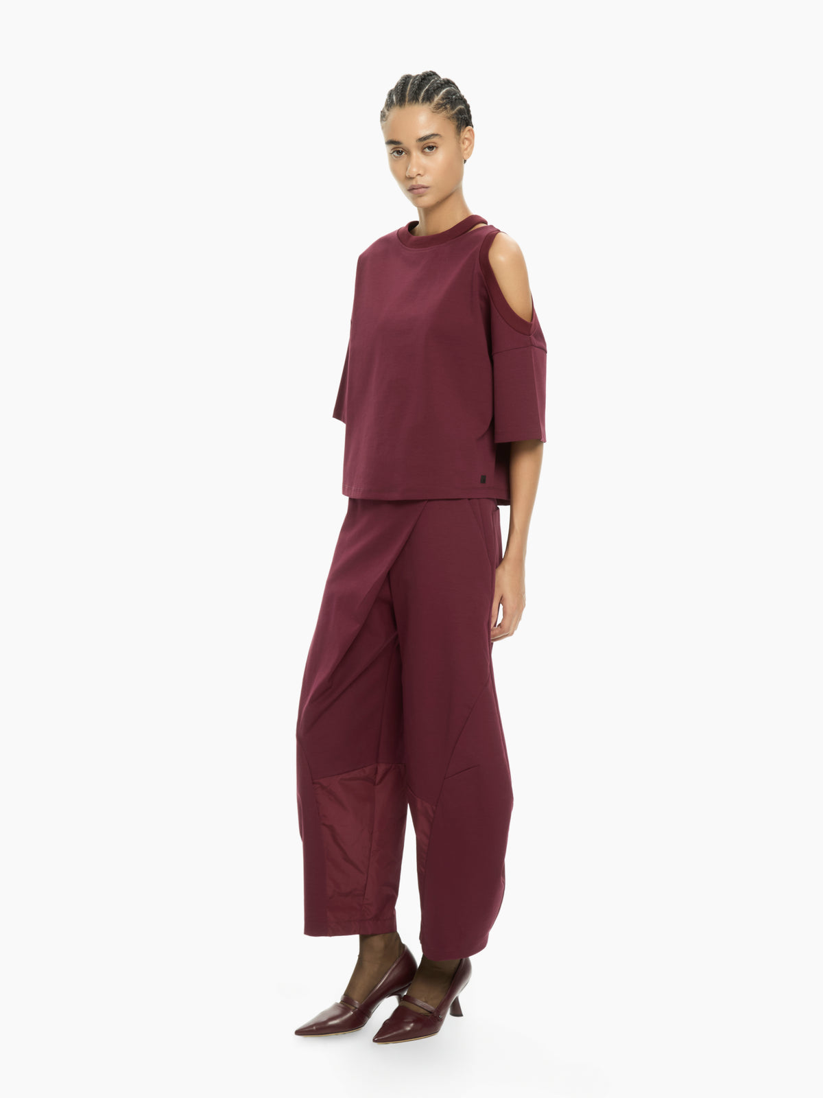 IXOS T-shirt asimmetrica con cut-out BORDEAUX