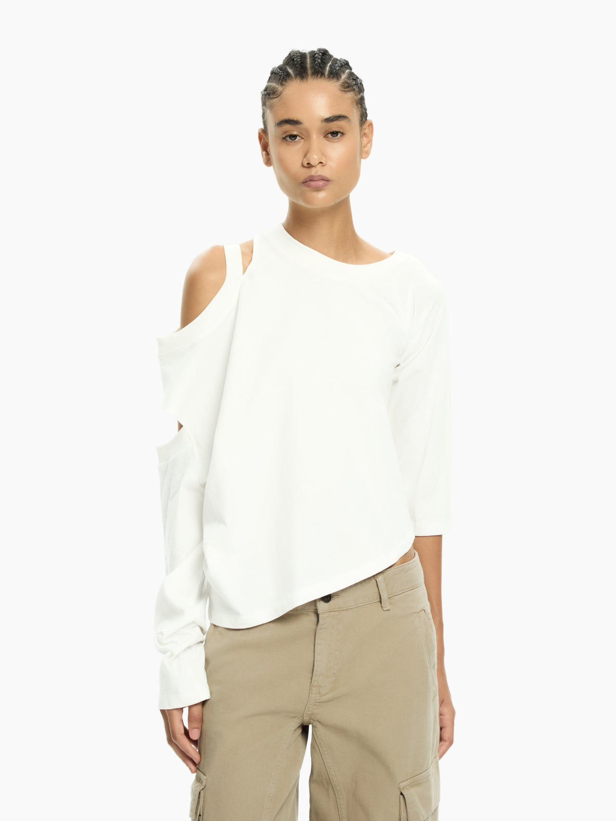 IXOS Top asimmetrico con cut-out BIANCO
