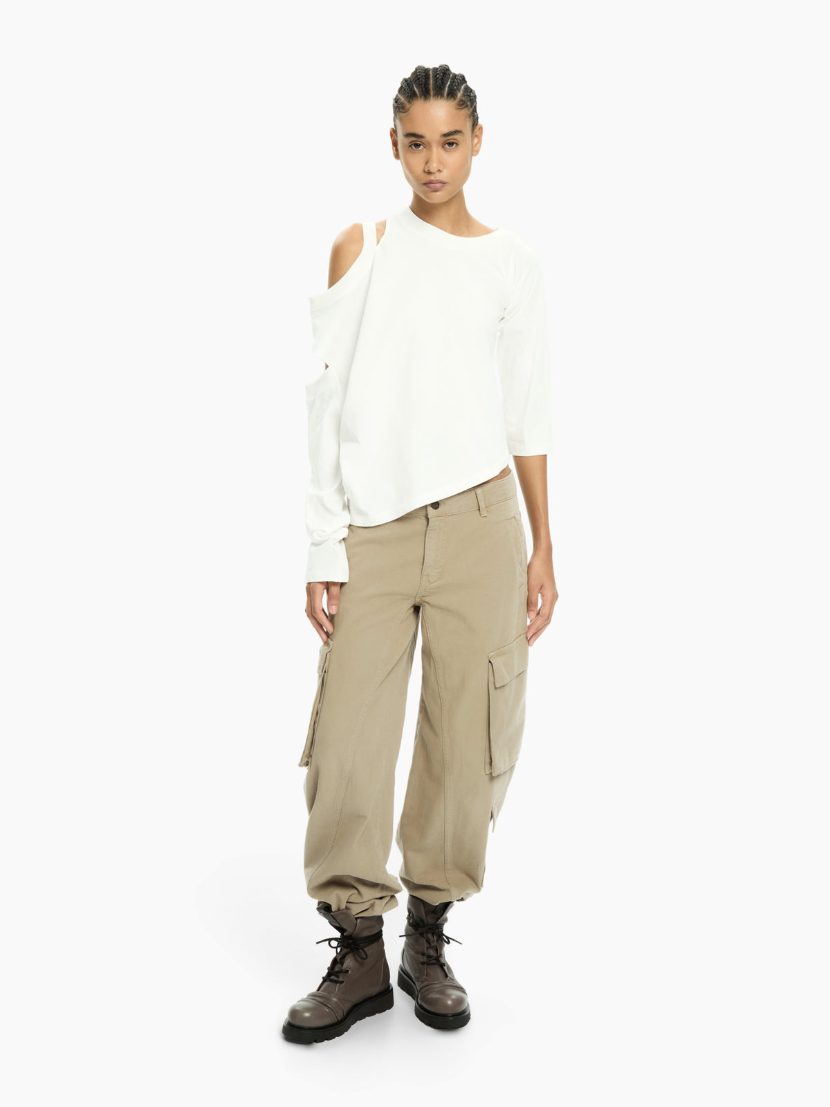 IXOS Top asimmetrico con cut-out BIANCO