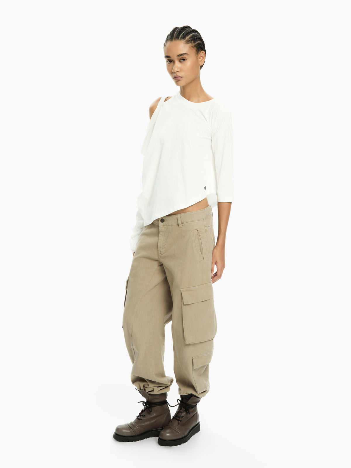 IXOS Top asimmetrico con cut-out BIANCO