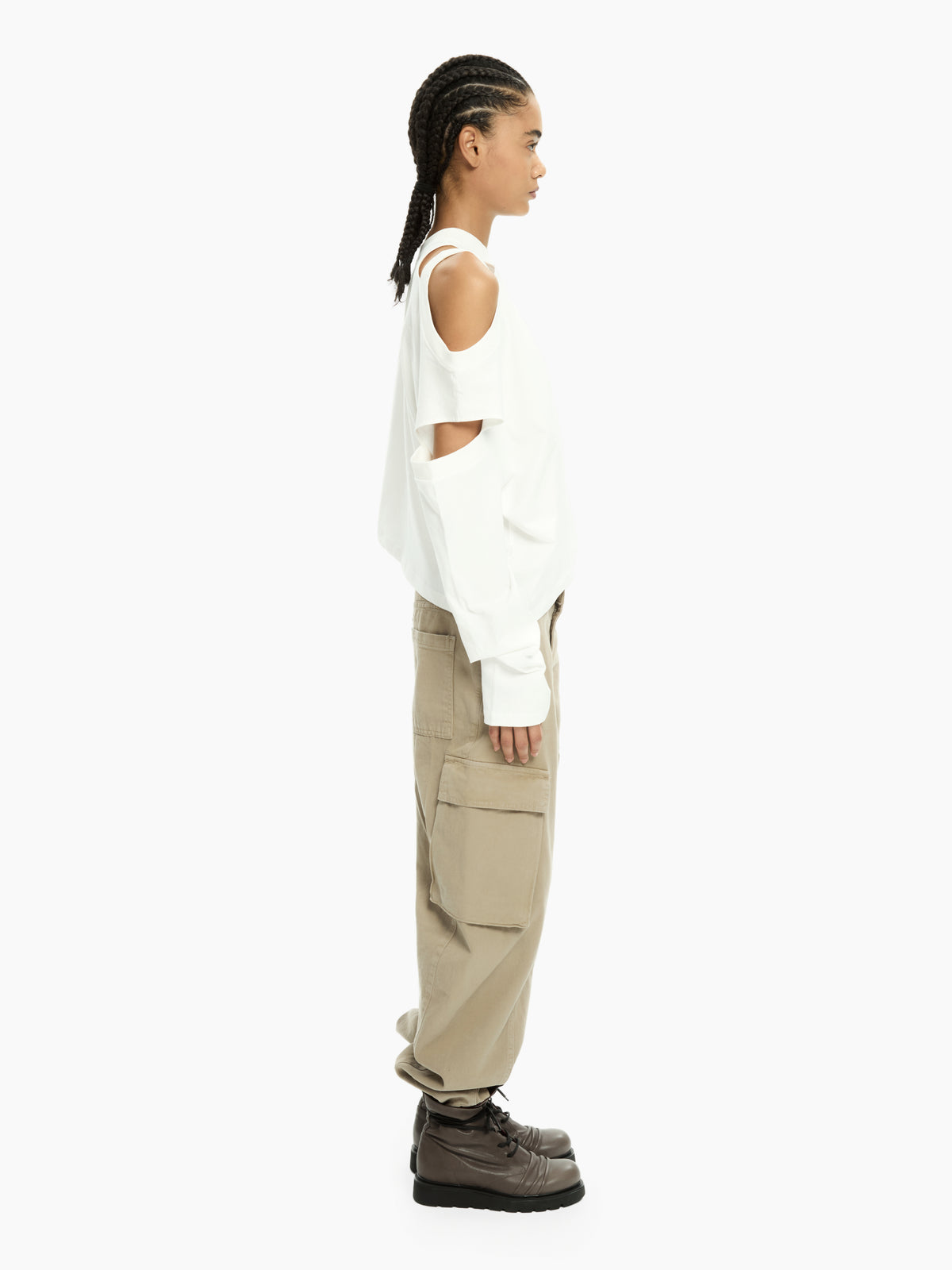 IXOS Top asimmetrico con cut-out BIANCO