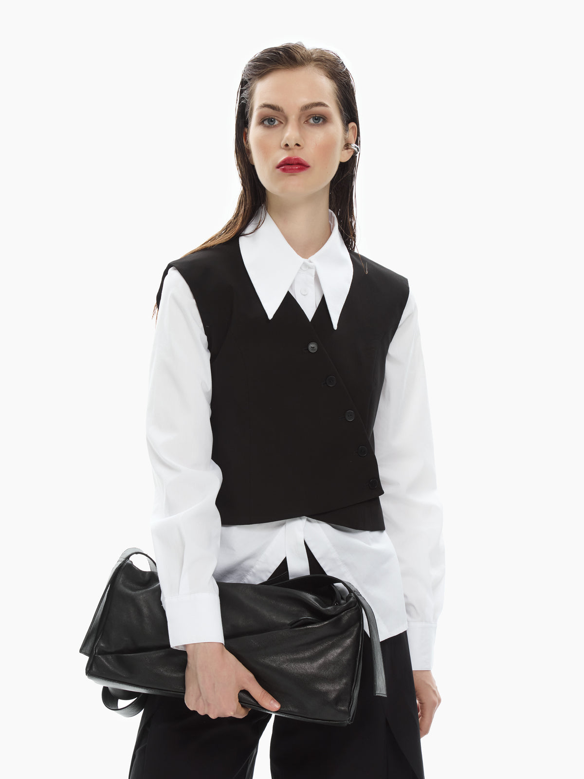 IXOS Gilet sartoriale con chiusura asimmetrica NERO