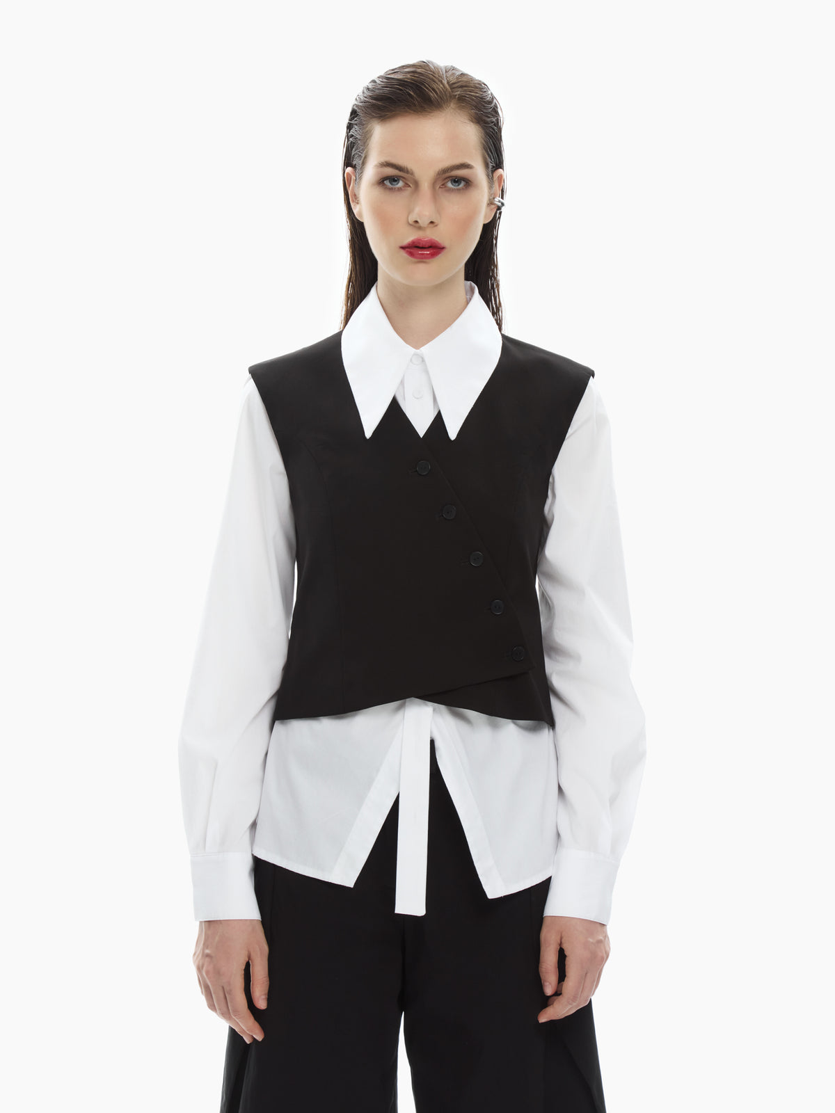 IXOS Gilet sartoriale con chiusura asimmetrica NERO
