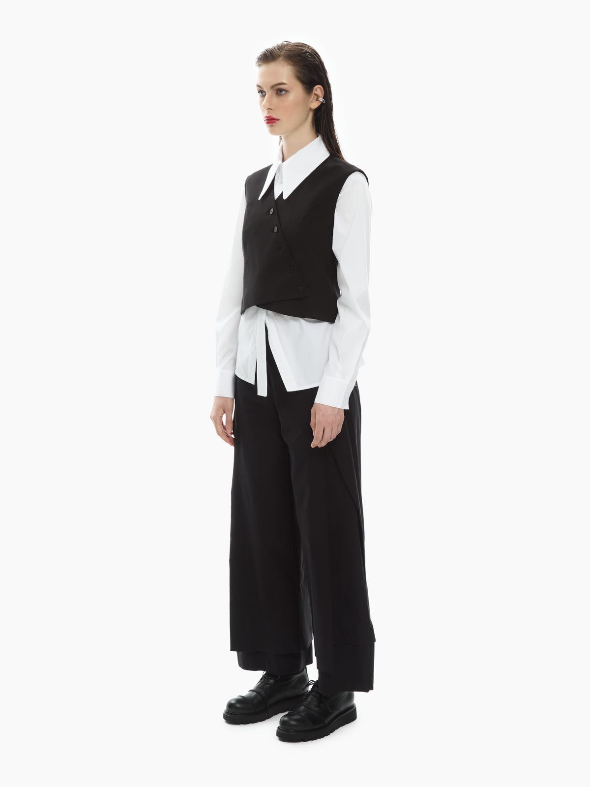 IXOS Gilet sartoriale con chiusura asimmetrica NERO