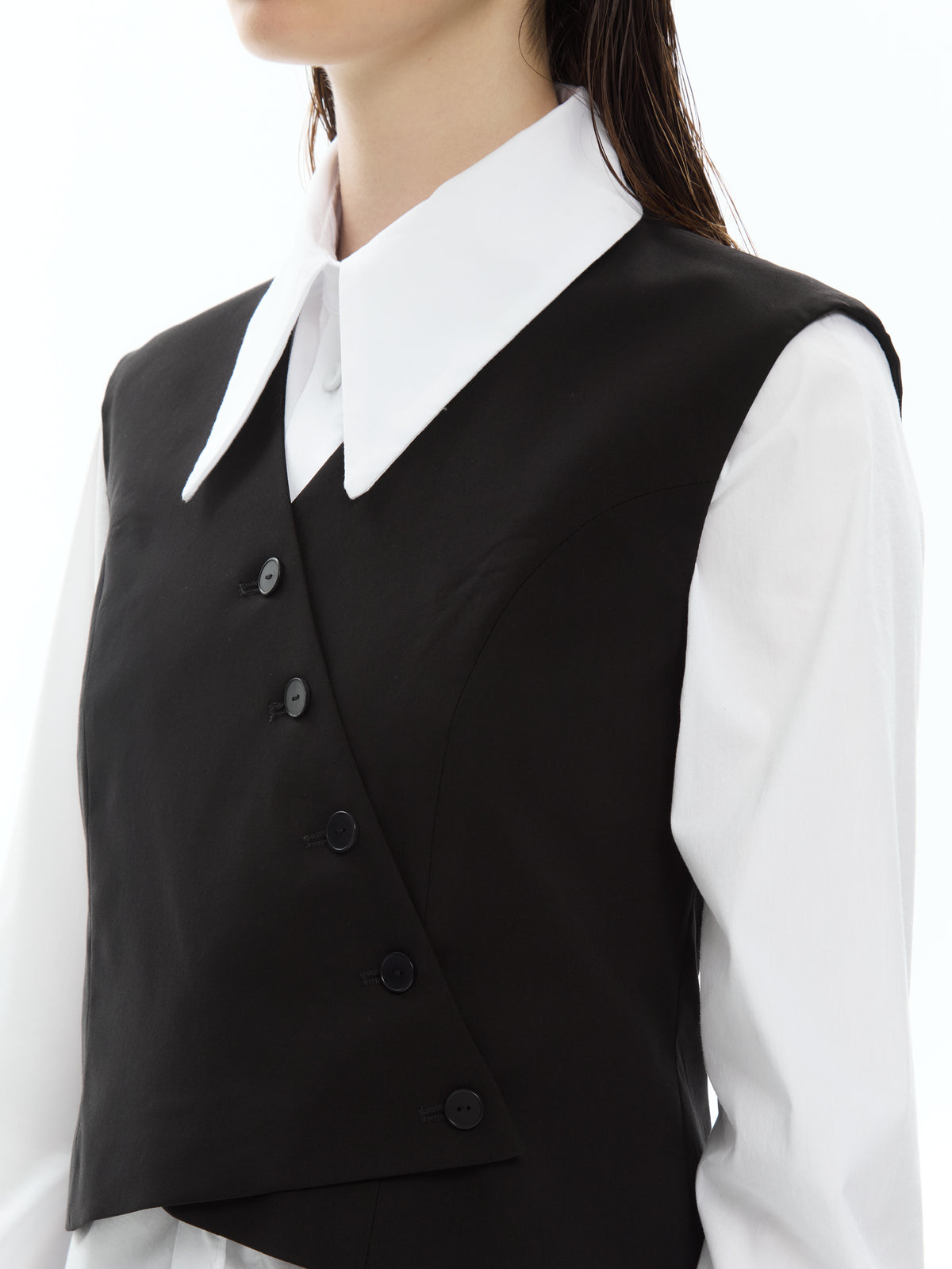 IXOS Gilet sartoriale con chiusura asimmetrica NERO