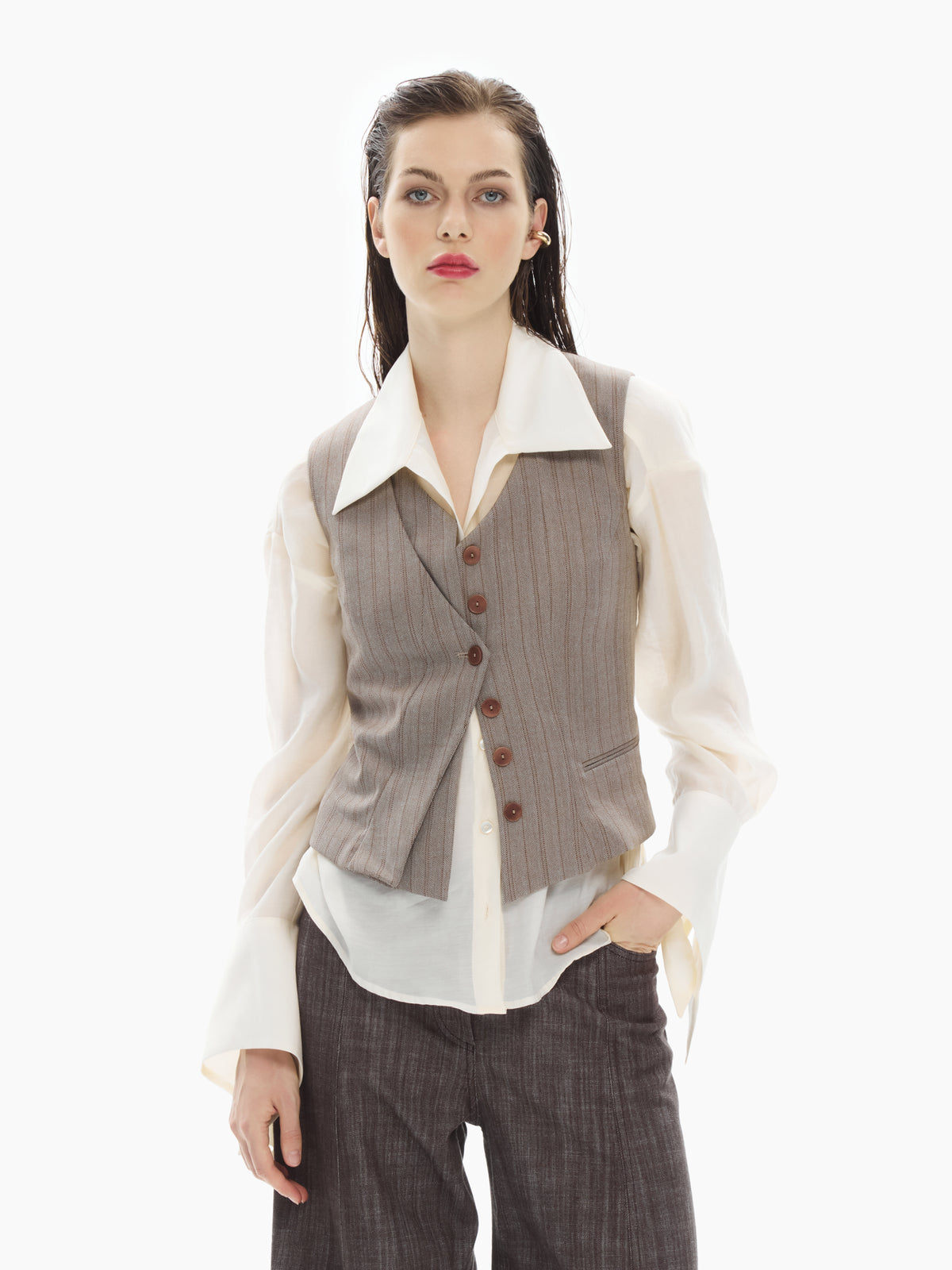 IXOS Gilet sartoriale monopetto MARRONE