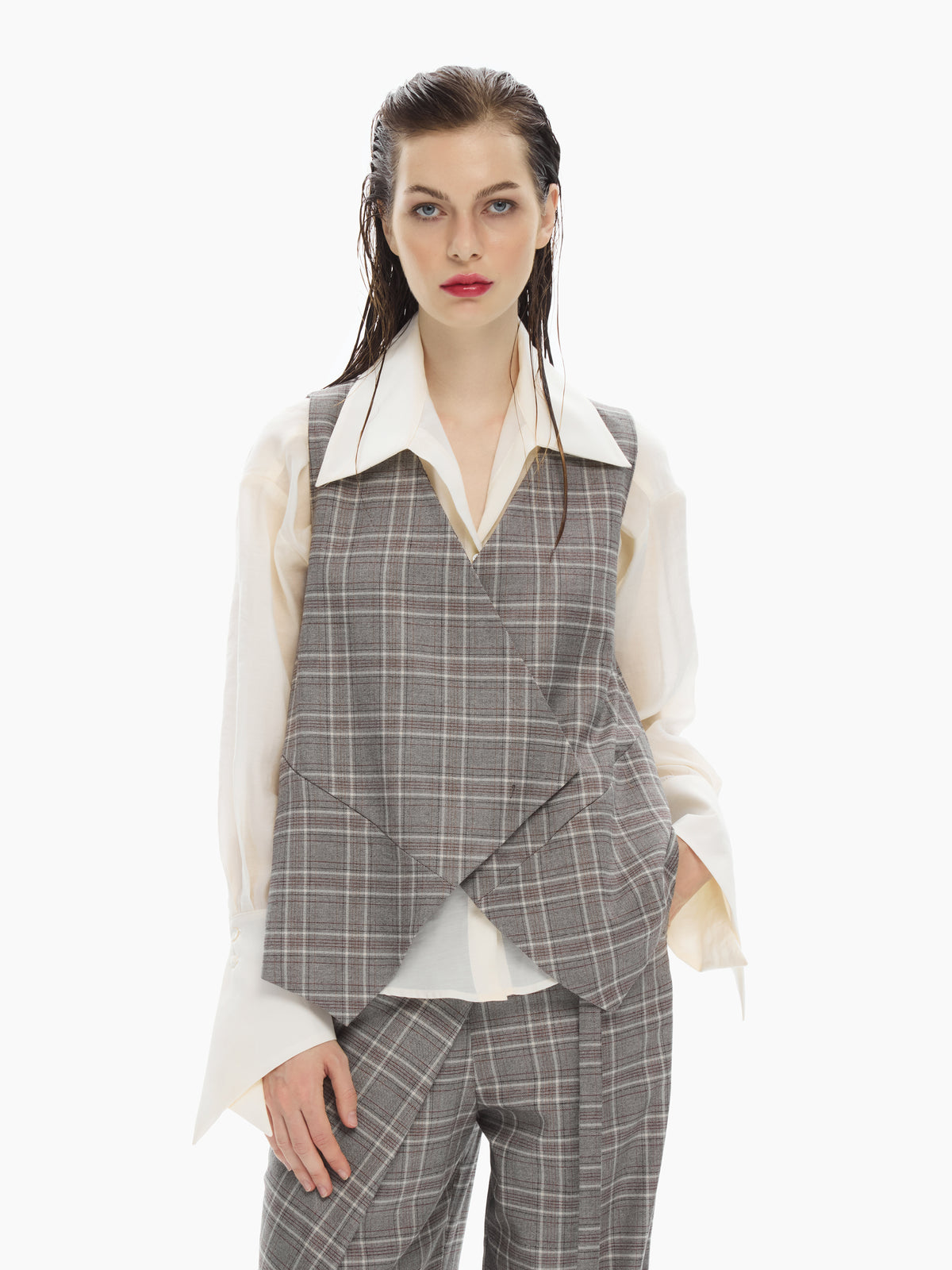 IXOS Gilet sartoriale asimmetrico BEIGE