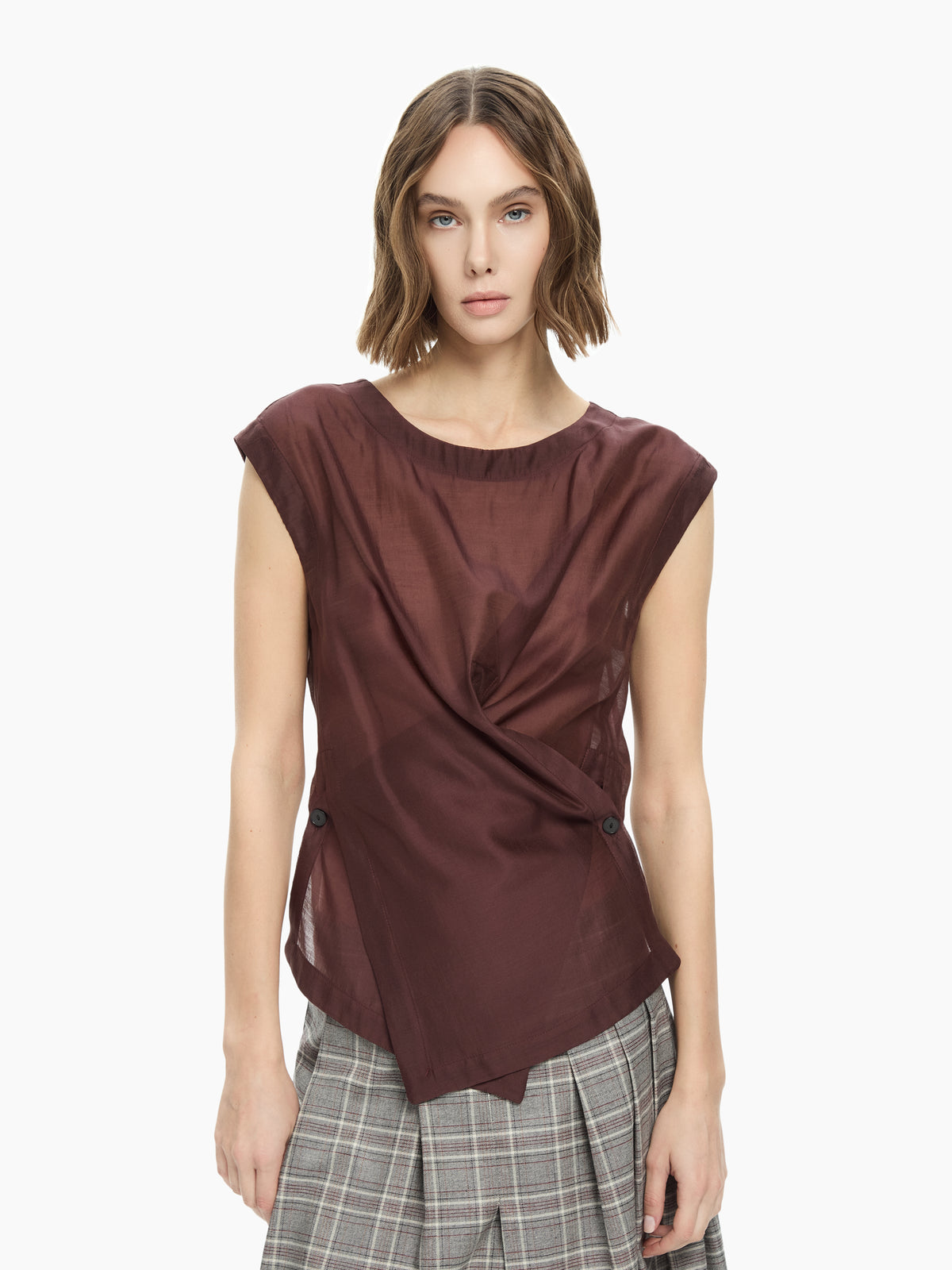 IXOS Top con drappeggio asimmetrico VIOLA