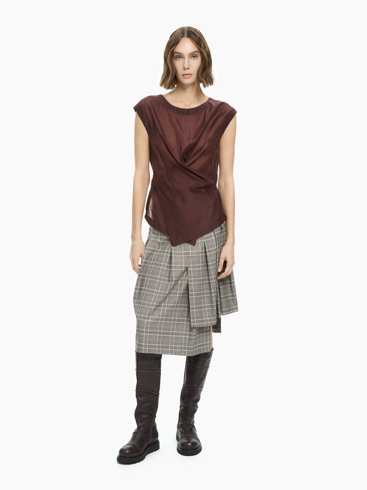 IXOS Top con drappeggio asimmetrico VIOLA