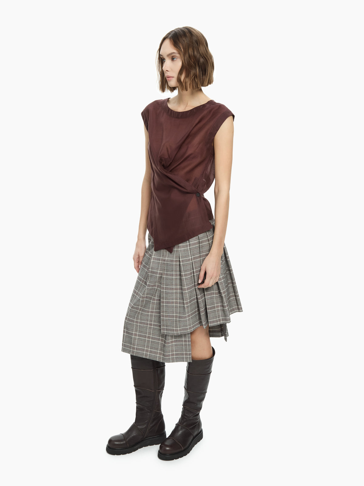 IXOS Top con drappeggio asimmetrico VIOLA