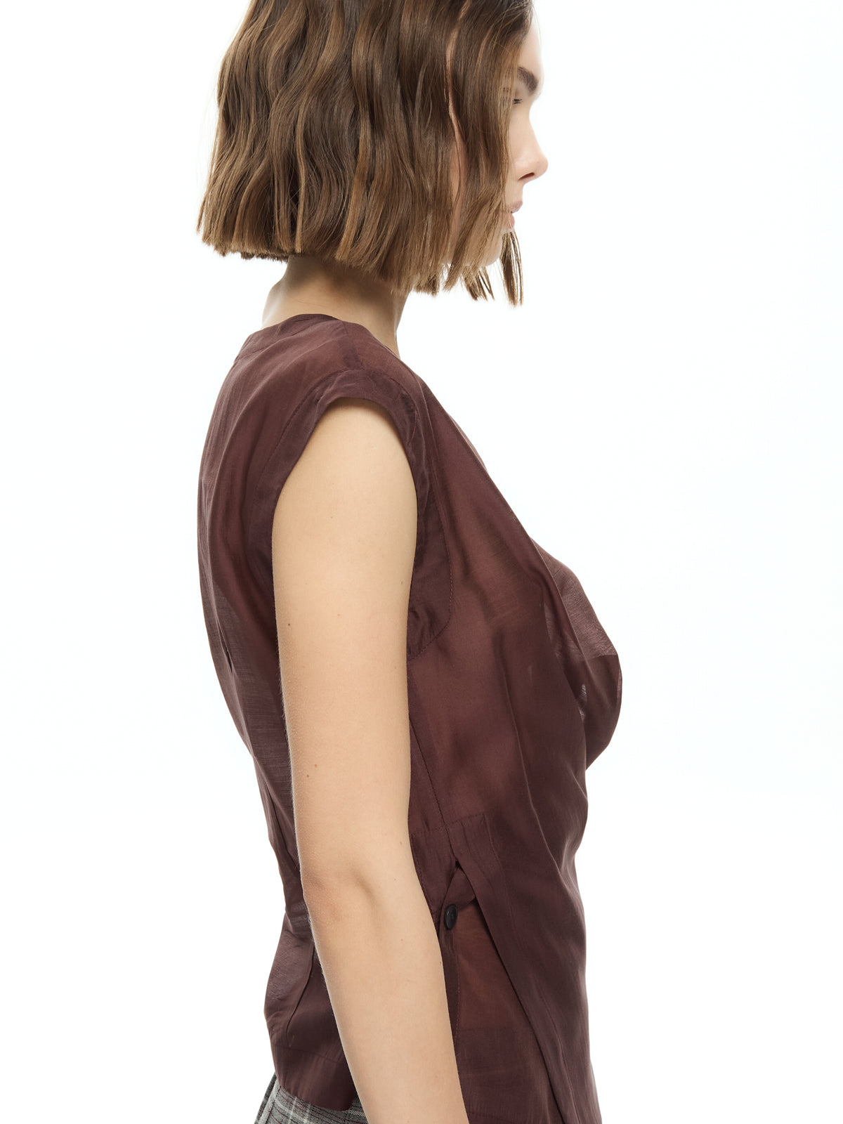 IXOS Top con drappeggio asimmetrico VIOLA