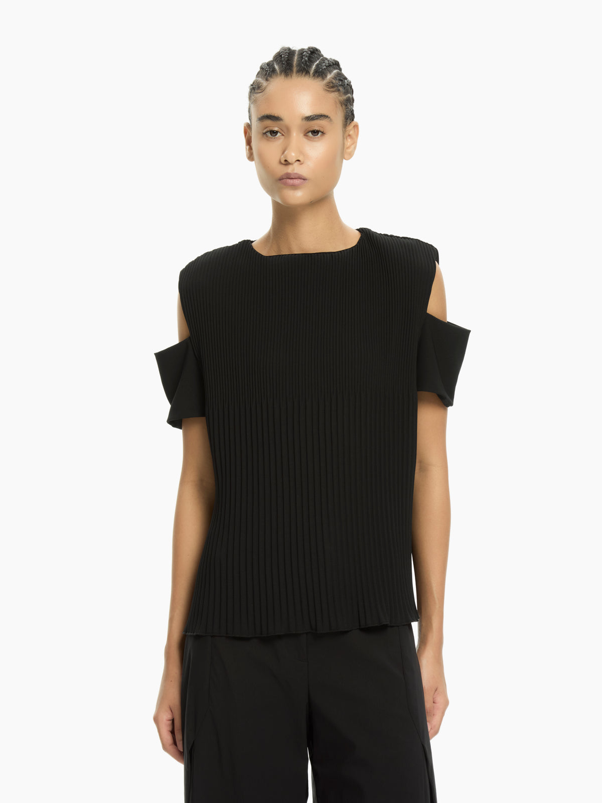 IXOS Top plissé con spalle cut-out NERO