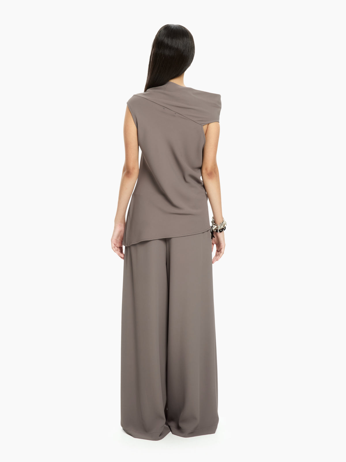 IXOS Top con drappeggio asimmetrico GRIGIO