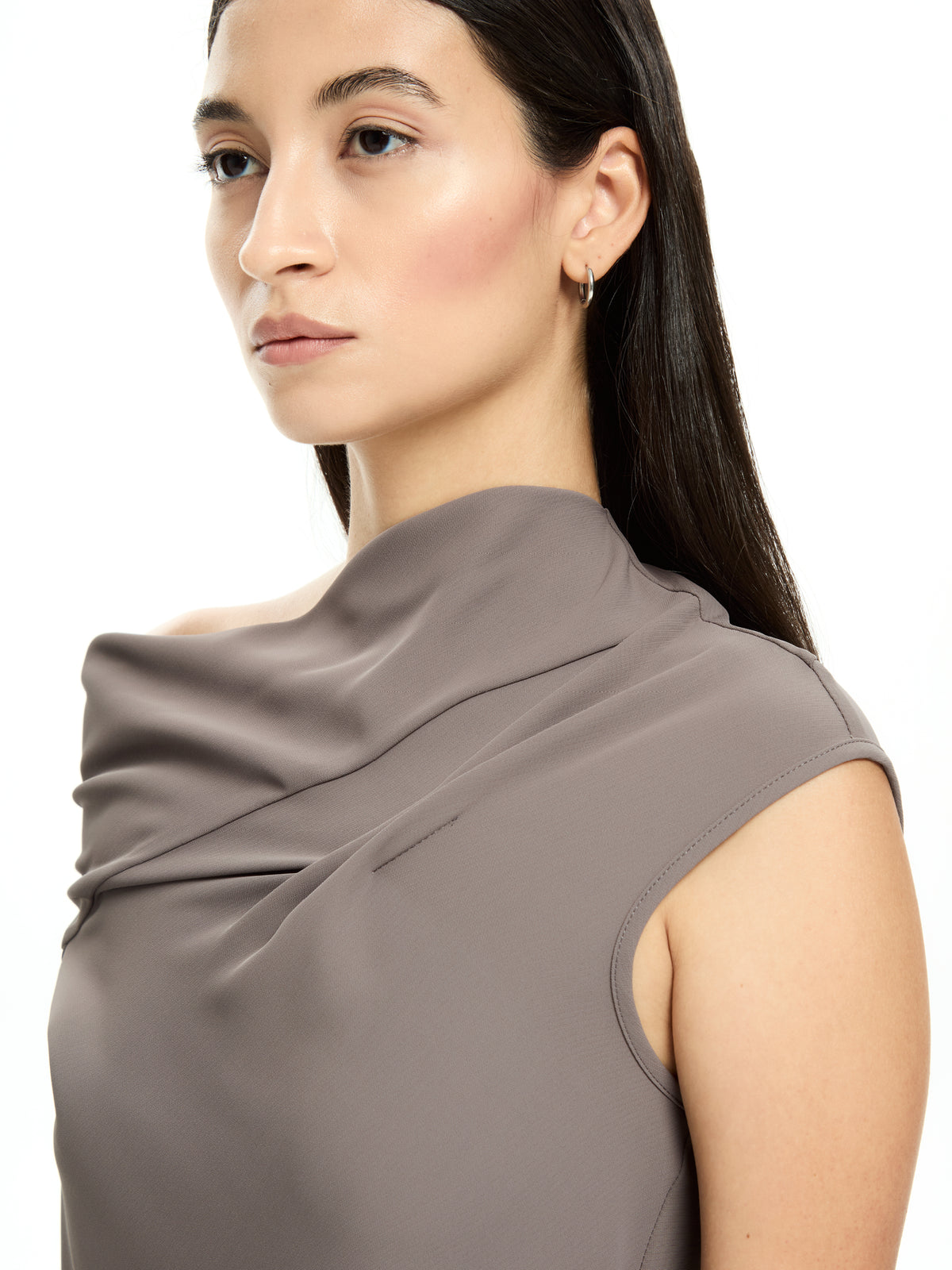 IXOS Top con drappeggio asimmetrico GRIGIO