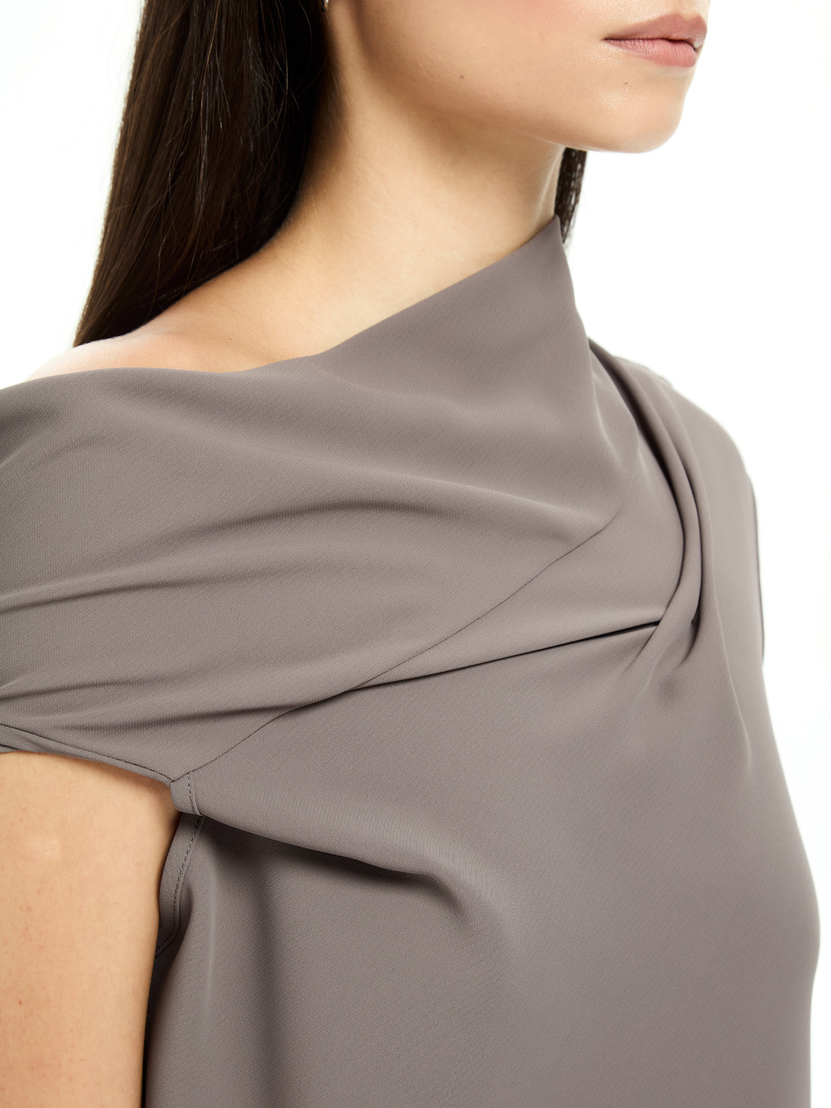 IXOS Top con drappeggio asimmetrico GRIGIO