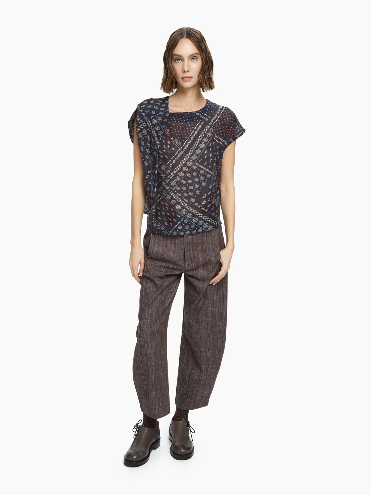 IXOS Top stampa foulard BLU