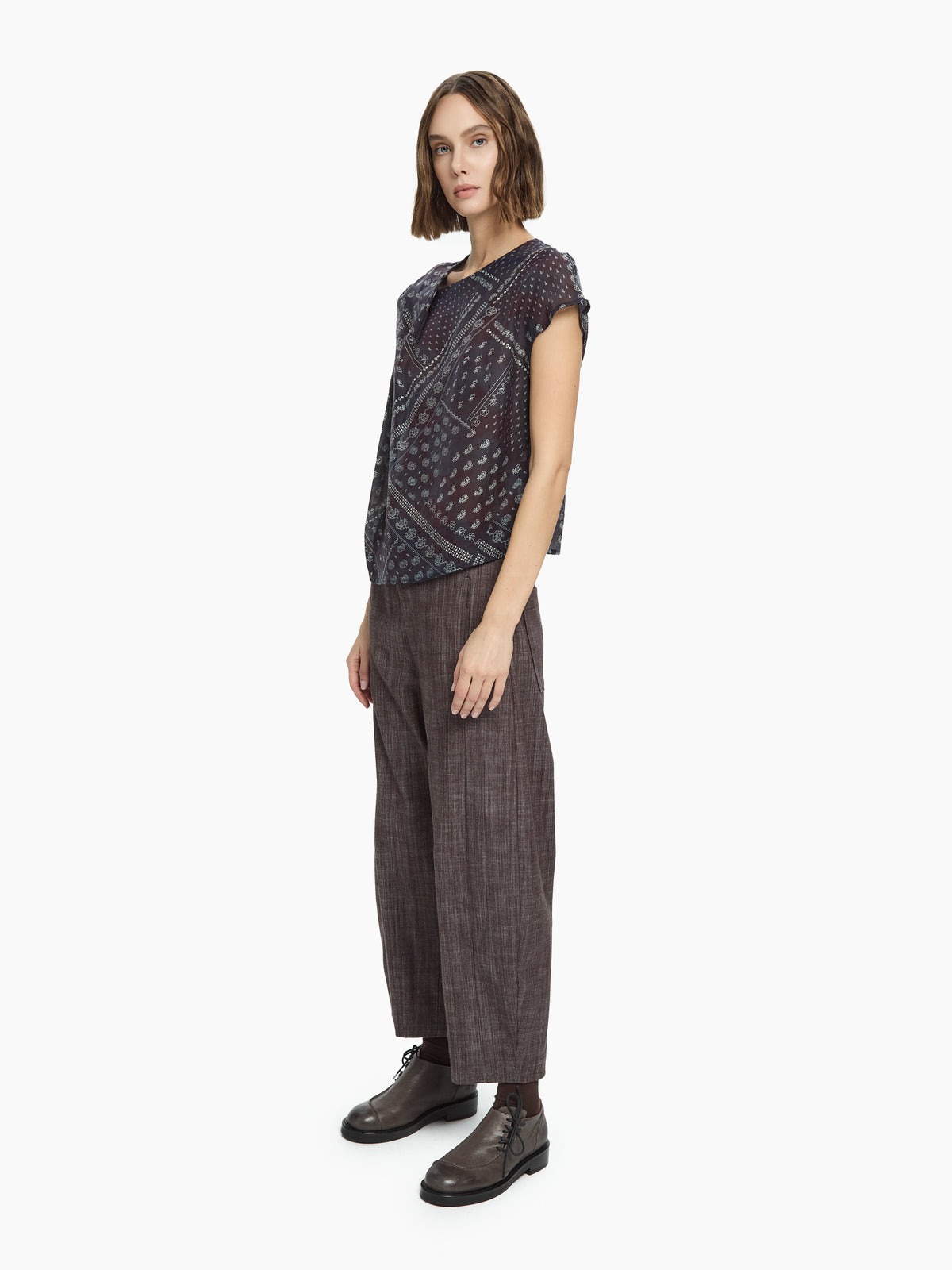 IXOS Top stampa foulard BLU