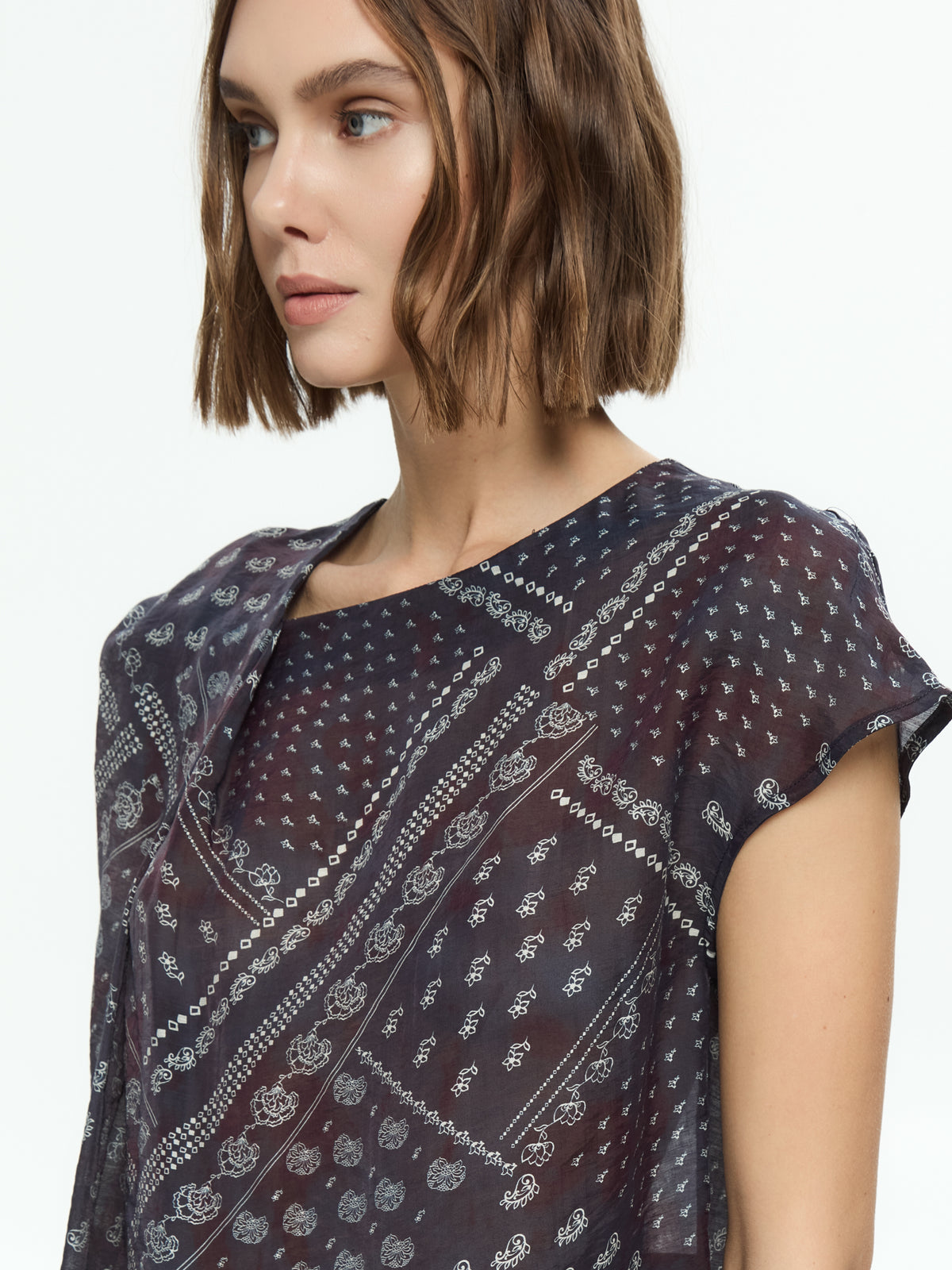 IXOS Top stampa foulard BLU
