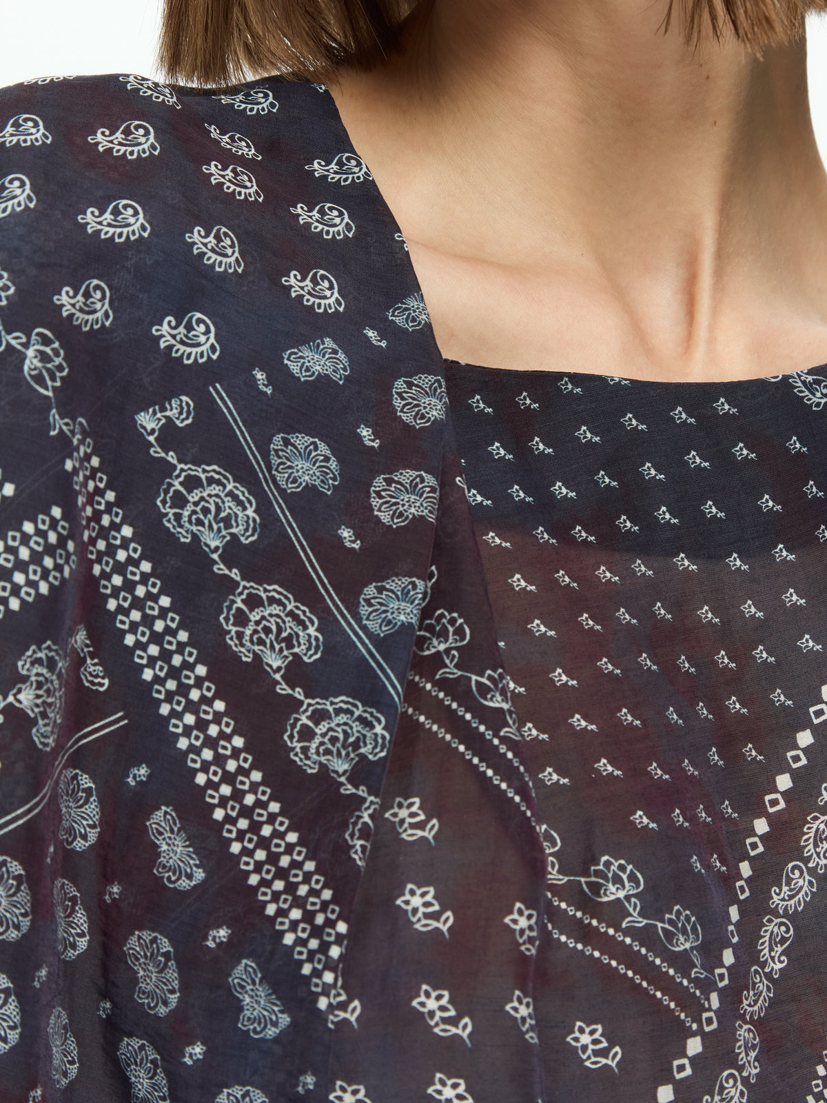 IXOS Top stampa foulard BLU