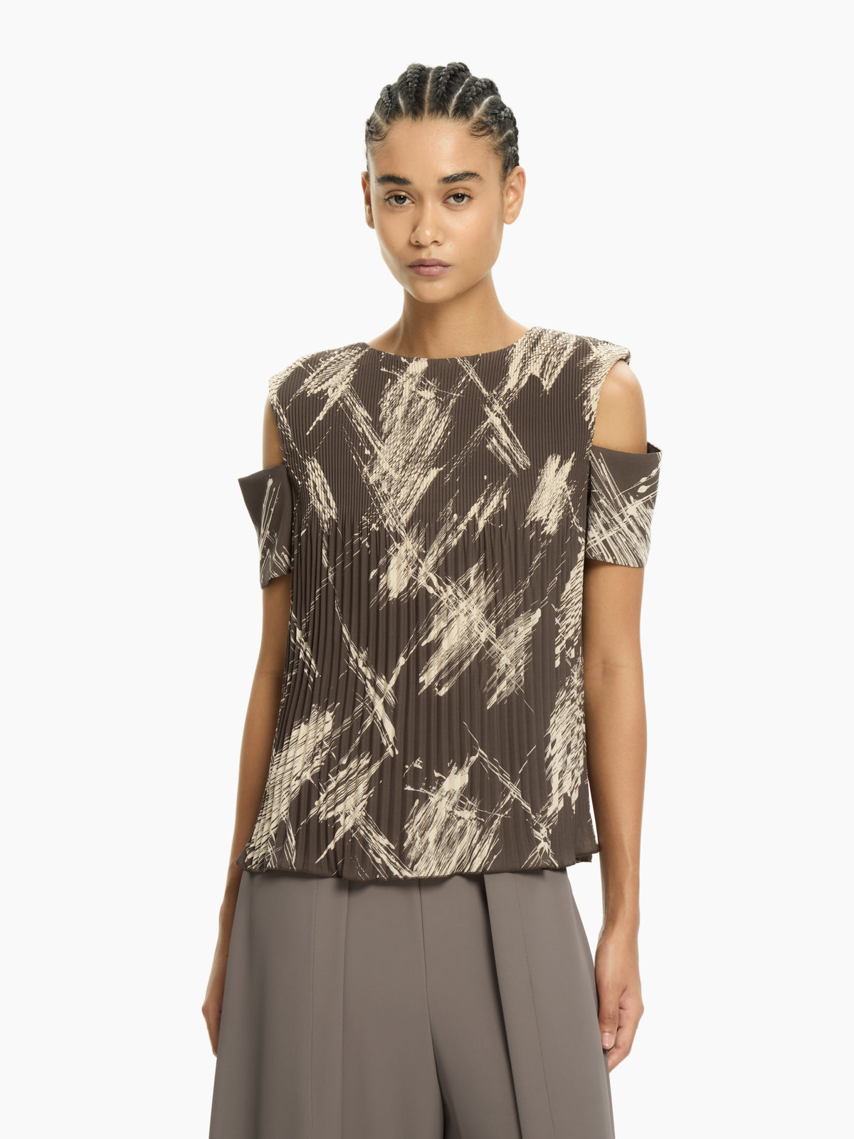 IXOS Top stampato con spalle cut-out GRIGIO