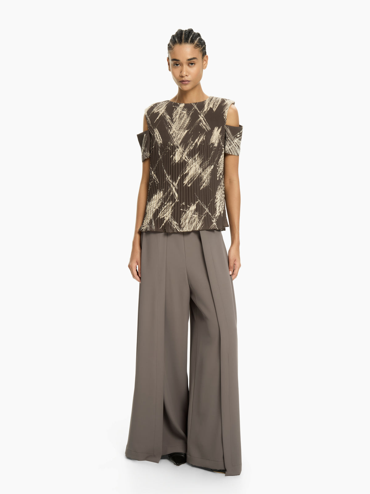 IXOS Top stampato con spalle cut-out GRIGIO
