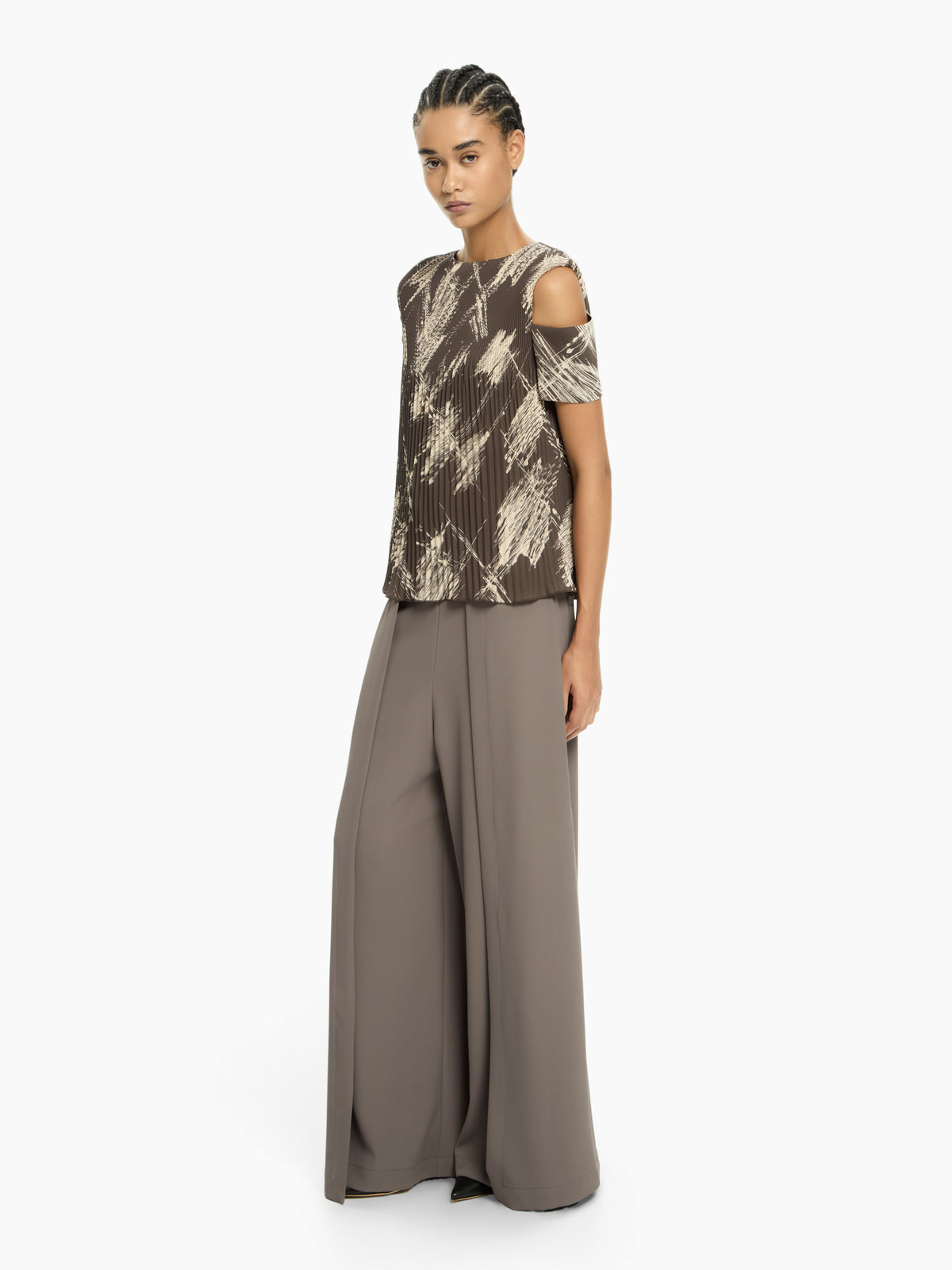 IXOS Top stampato con spalle cut-out GRIGIO