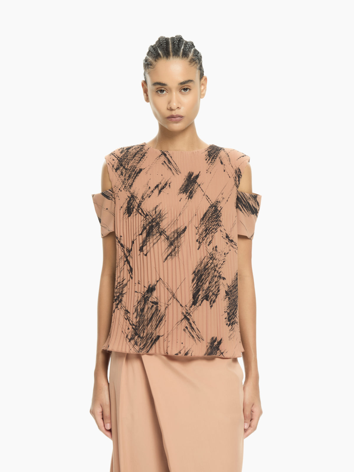 IXOS Top stampato con spalle cut-out GIALLO