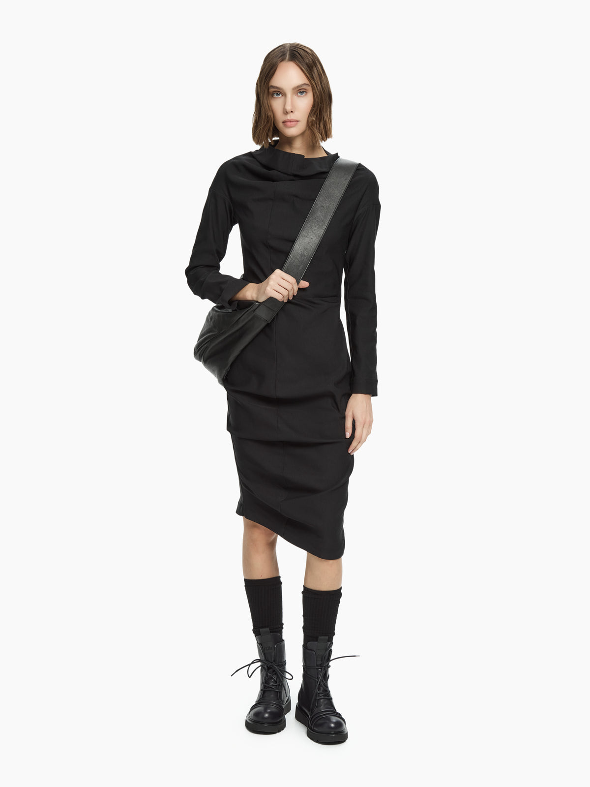 IXOS Abito drappeggiato asimmetrico NERO