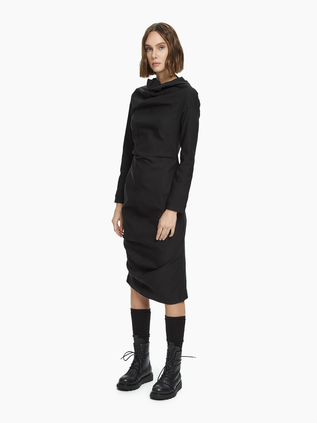 IXOS Abito drappeggiato asimmetrico NERO