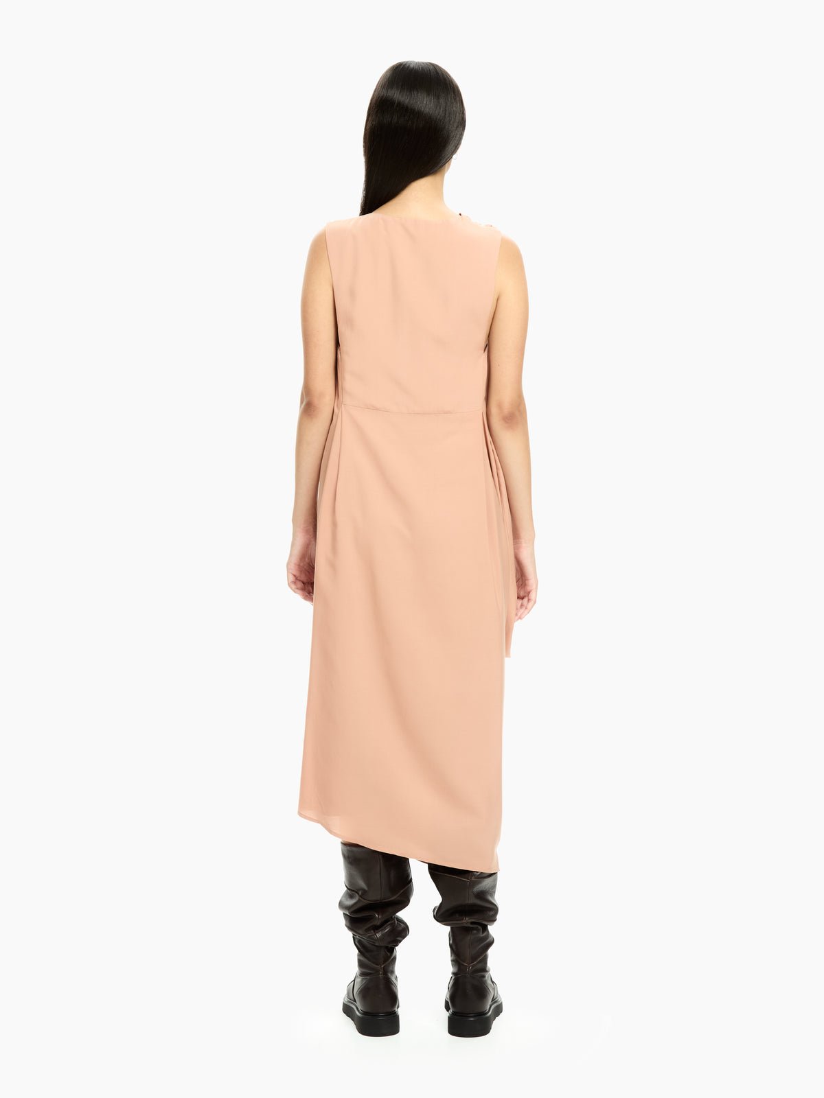 IXOS Abito midi drappeggiato FANGO