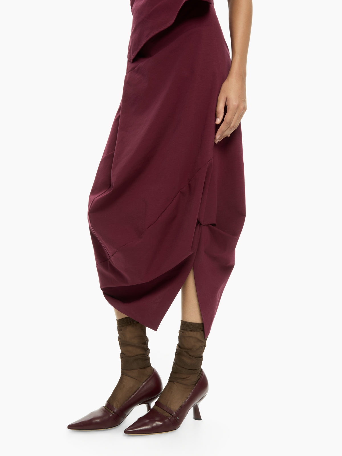 IXOS Abito asimmetrico con collo drappeggiato BORDEAUX