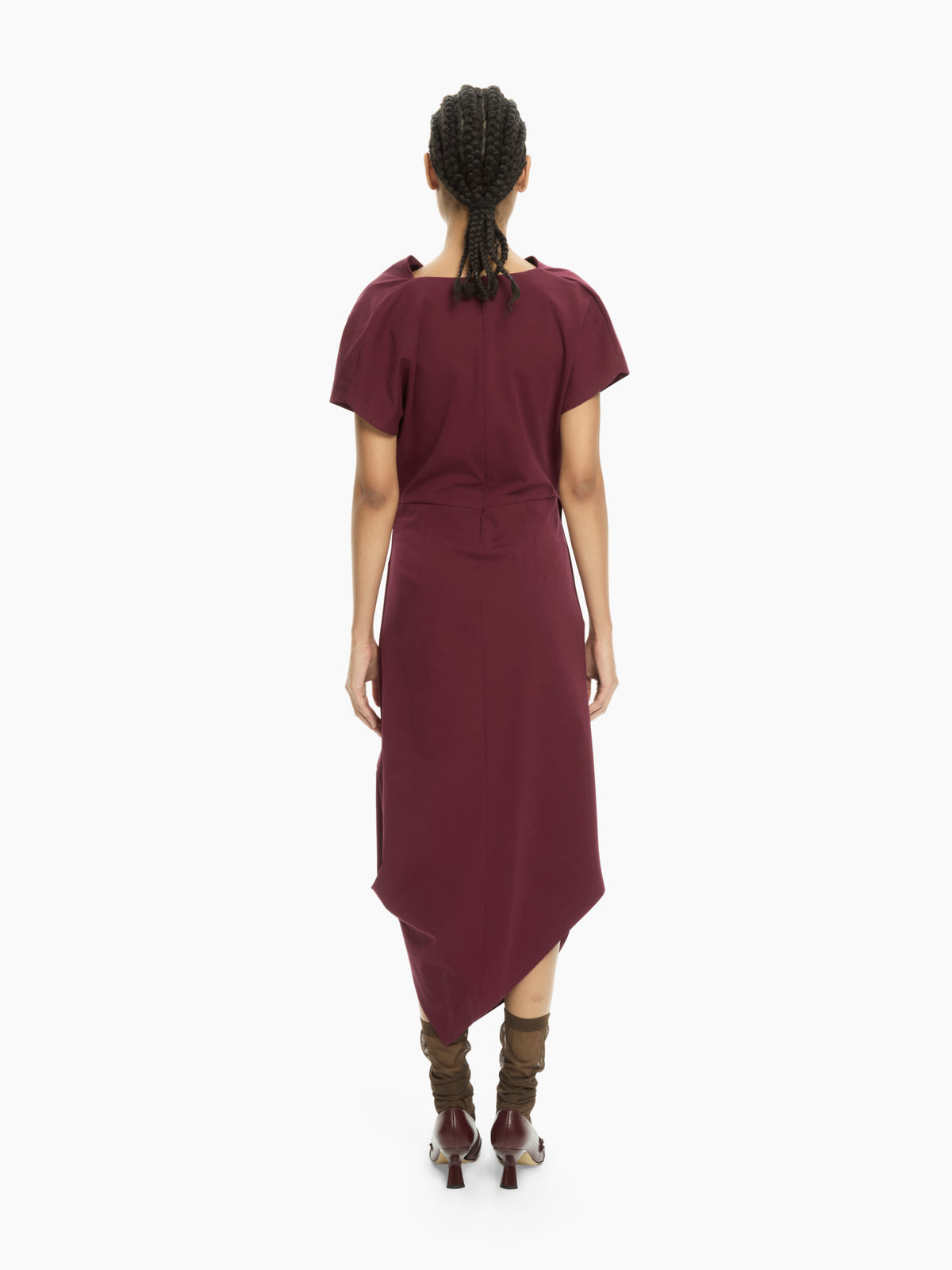 IXOS Abito asimmetrico con collo drappeggiato BORDEAUX