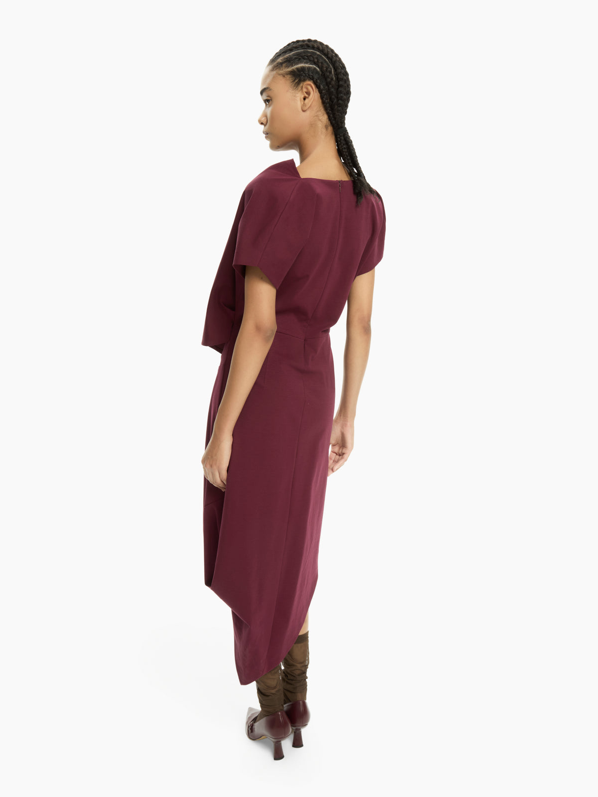IXOS Abito asimmetrico con collo drappeggiato BORDEAUX