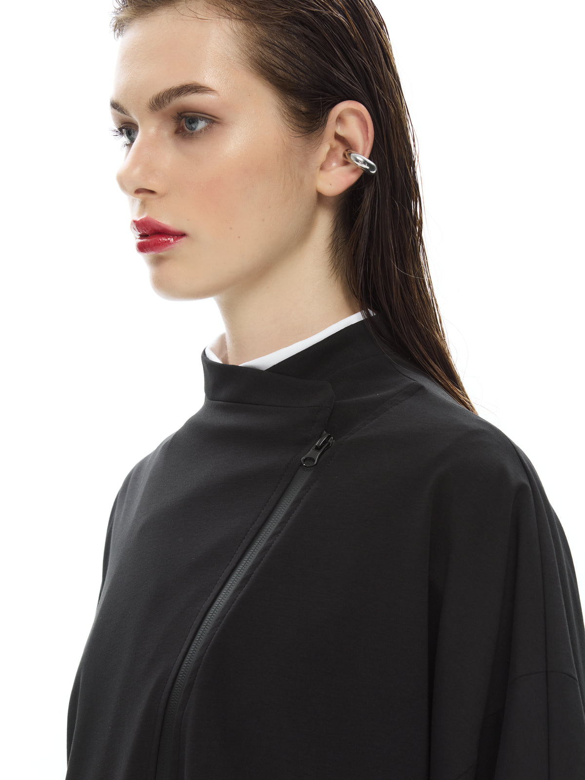 IXOS Giacca oversize con zip asimmetrica NERO