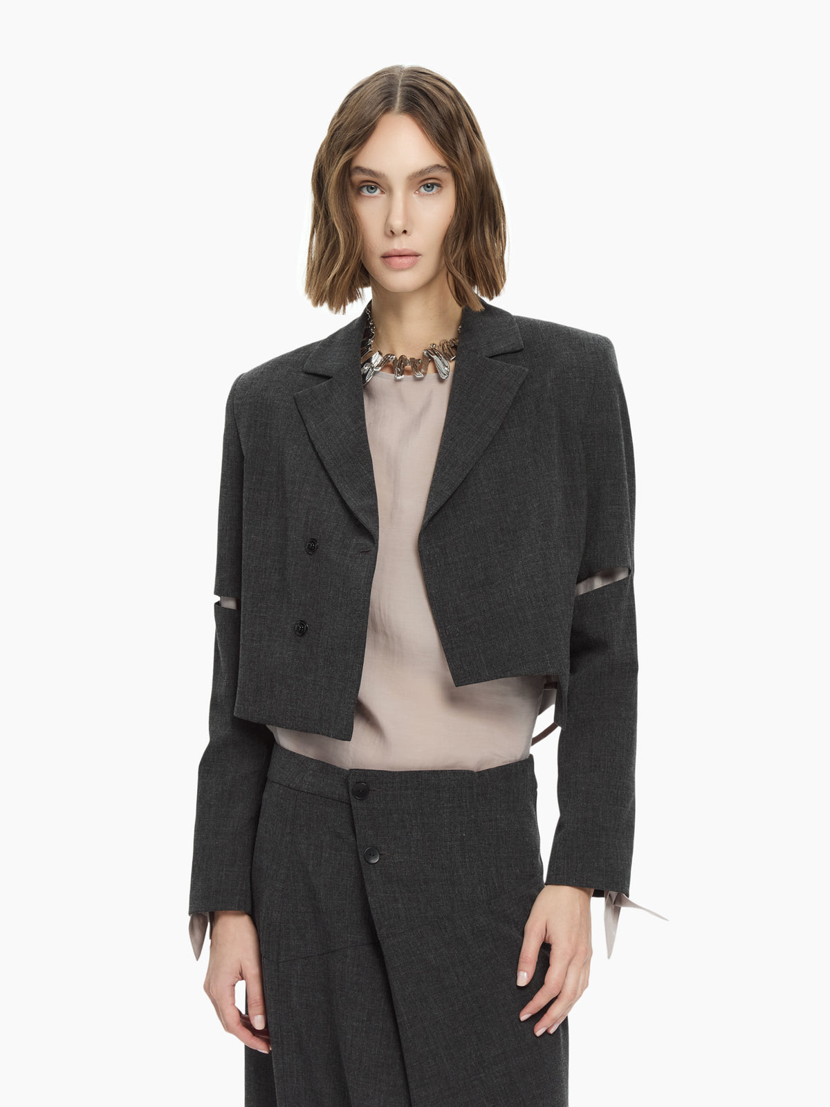 IXOS Giacca cropped con maniche cut-out GRIGIO