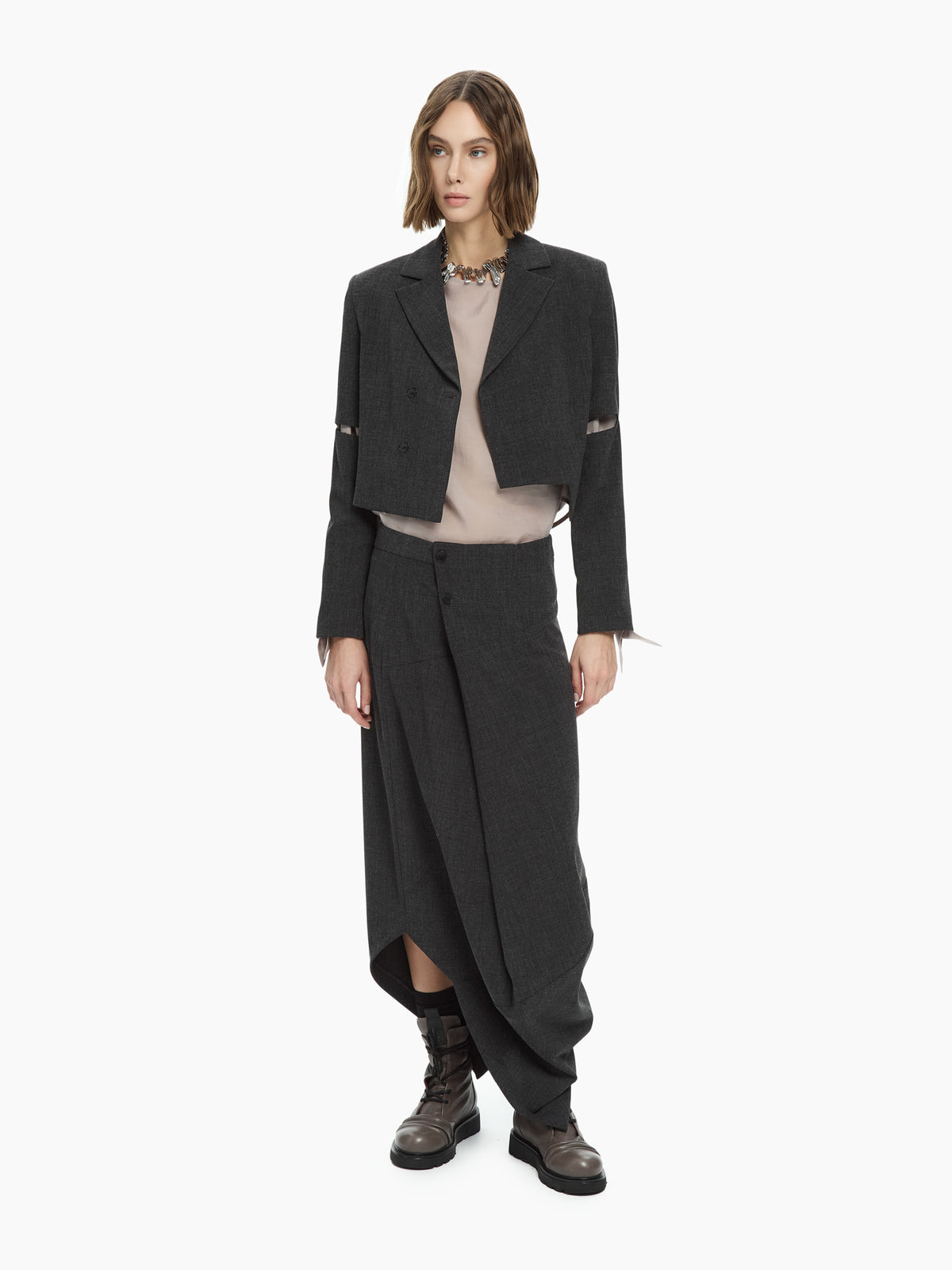 IXOS Giacca cropped con maniche cut-out GRIGIO