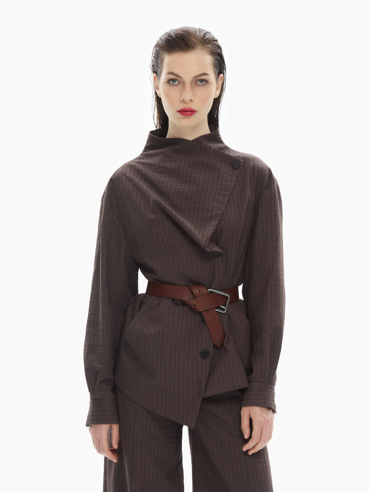 IXOS Giacca sartoriale asimmetrica MARRONE
