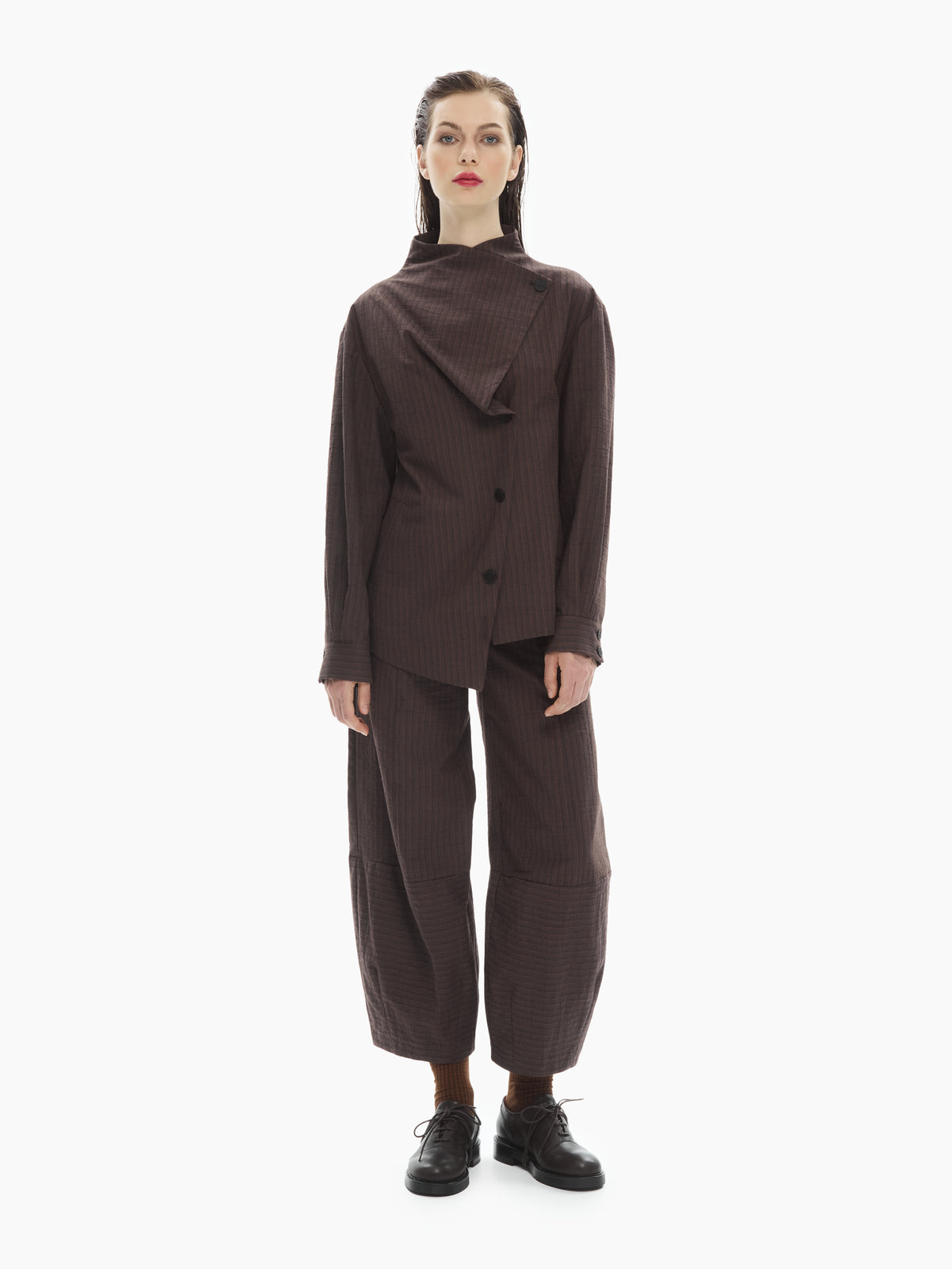 IXOS Giacca sartoriale asimmetrica MARRONE
